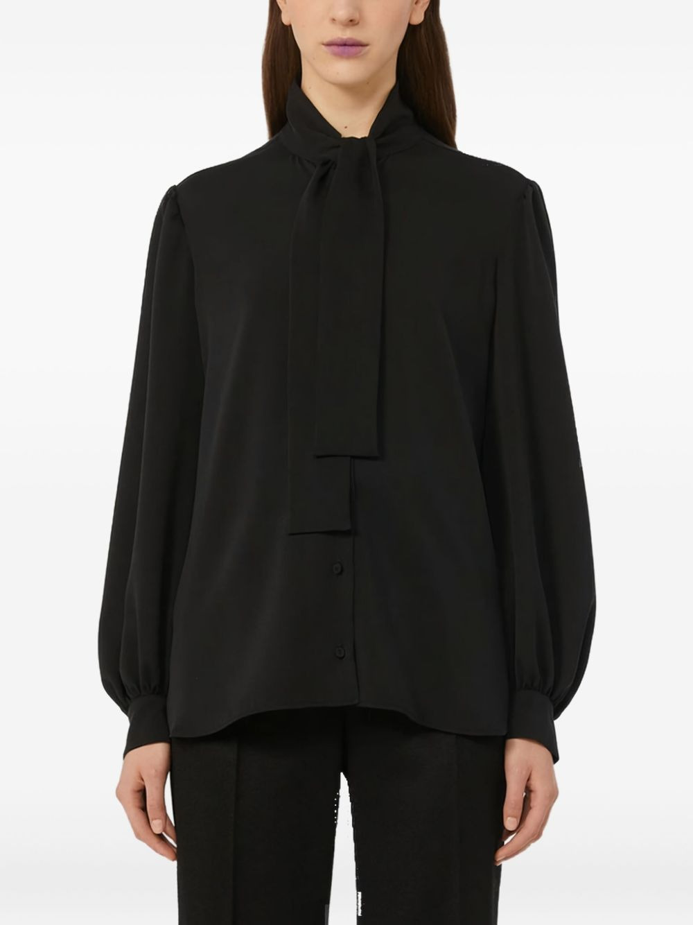 tie-neck puff-sleeve blouse - 4
