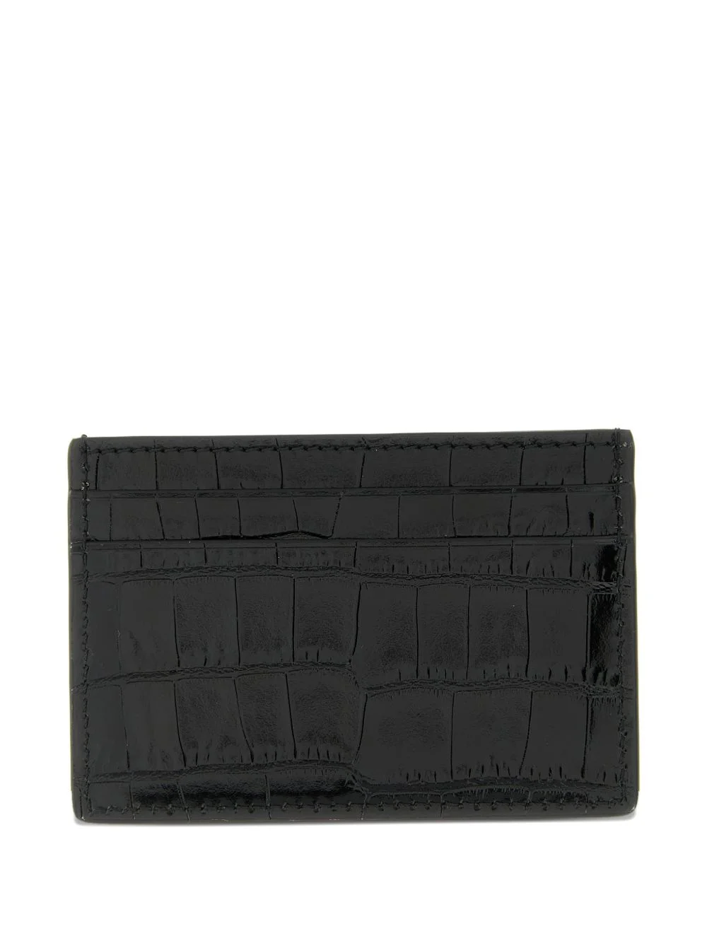 crocodile shiny leather card holder - 1