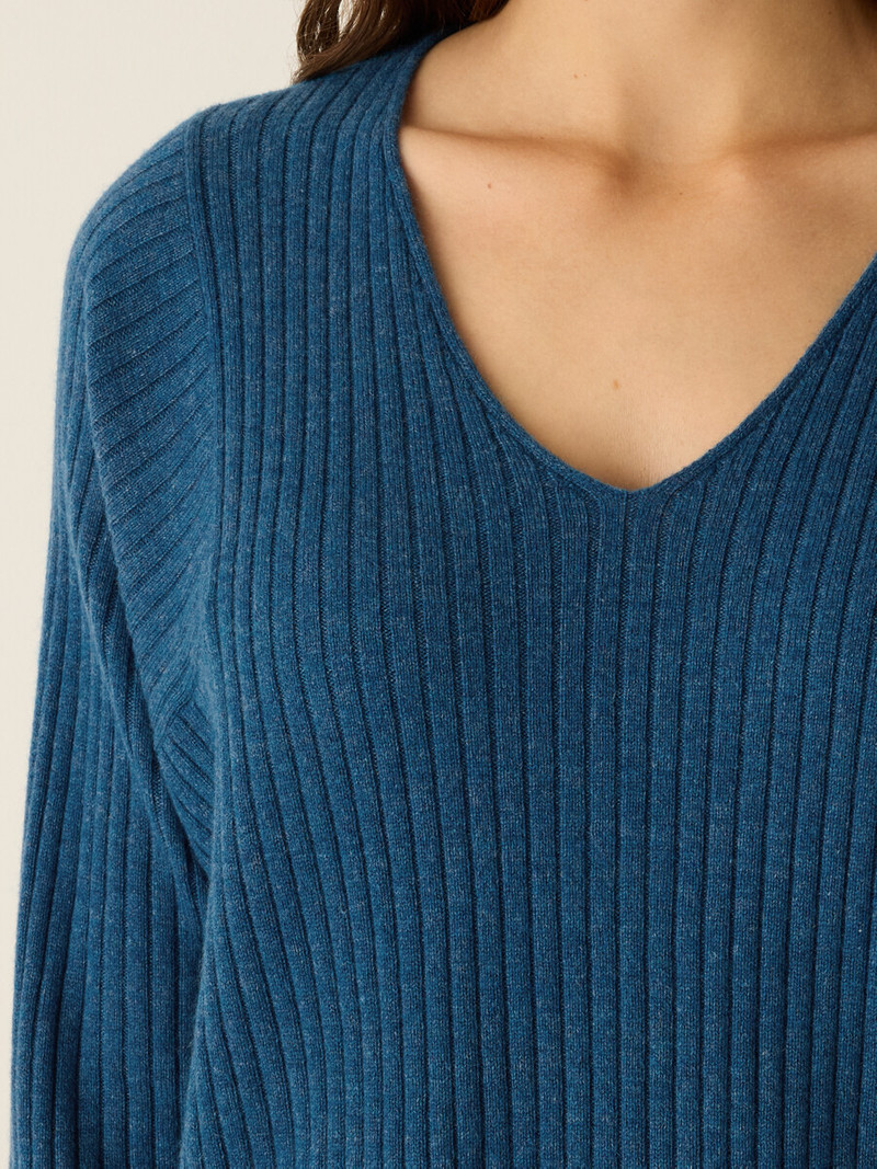 Italian Cashmere Ribbed V-Neck Top 5