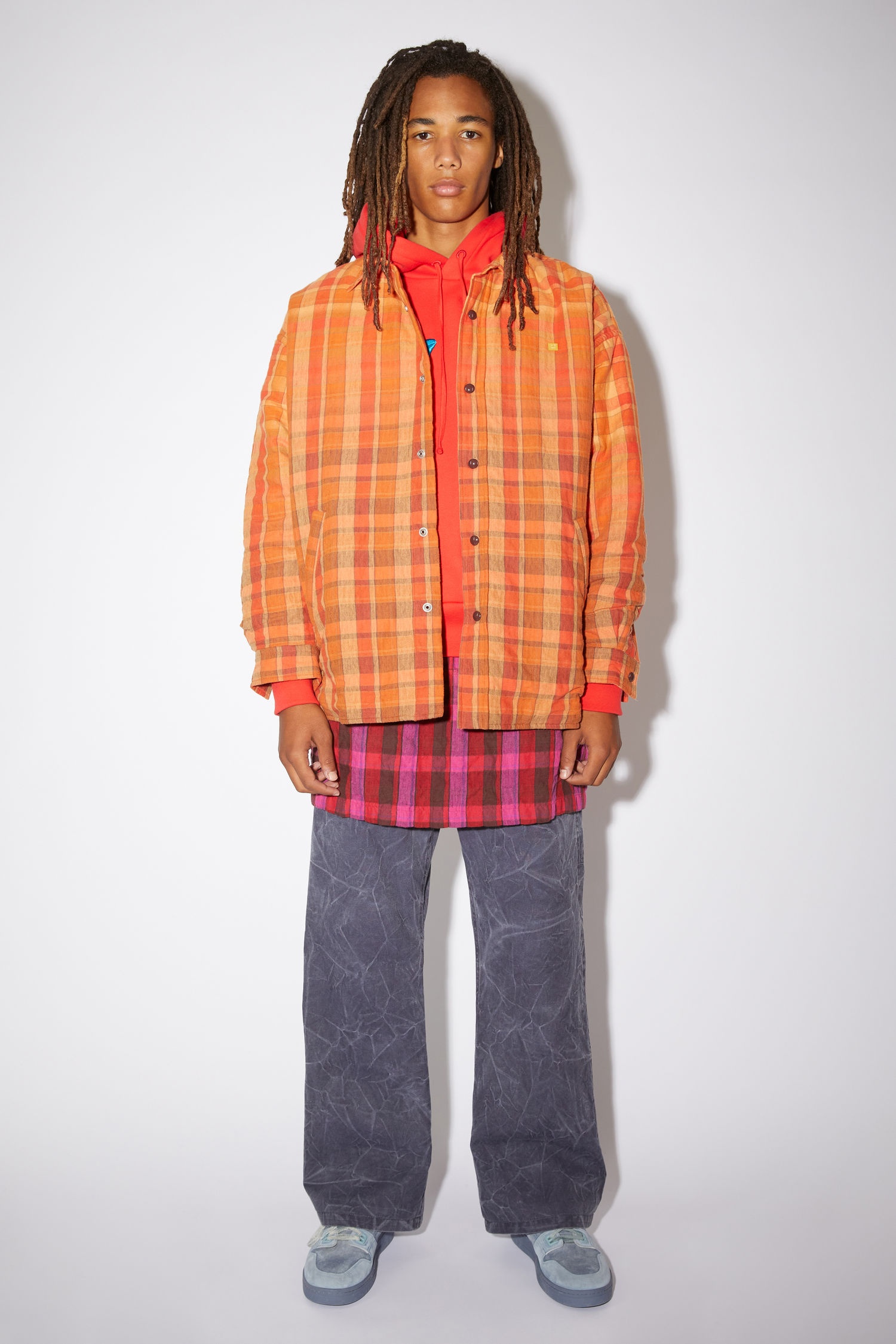 Oversized shirt - Brick red/apricot orange - 2
