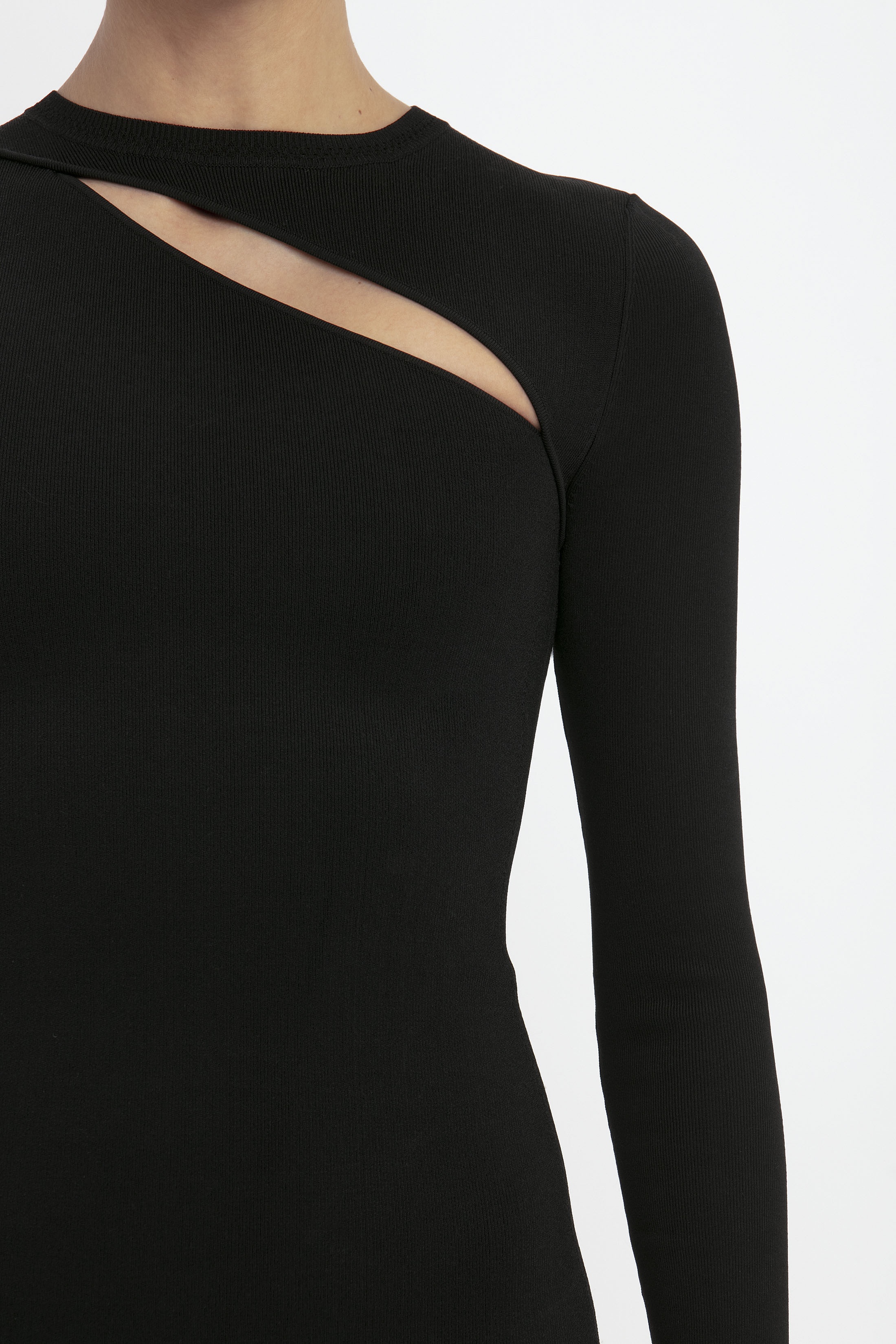 VB Body Front Slash Crew Neck Top In Black - 9