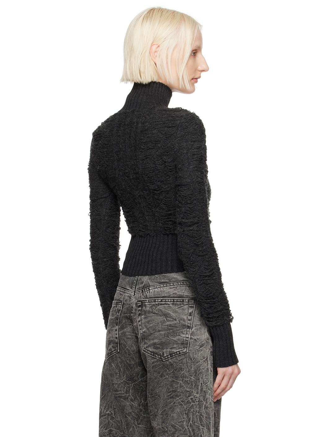 Gray Laddered Turtleneck - 3