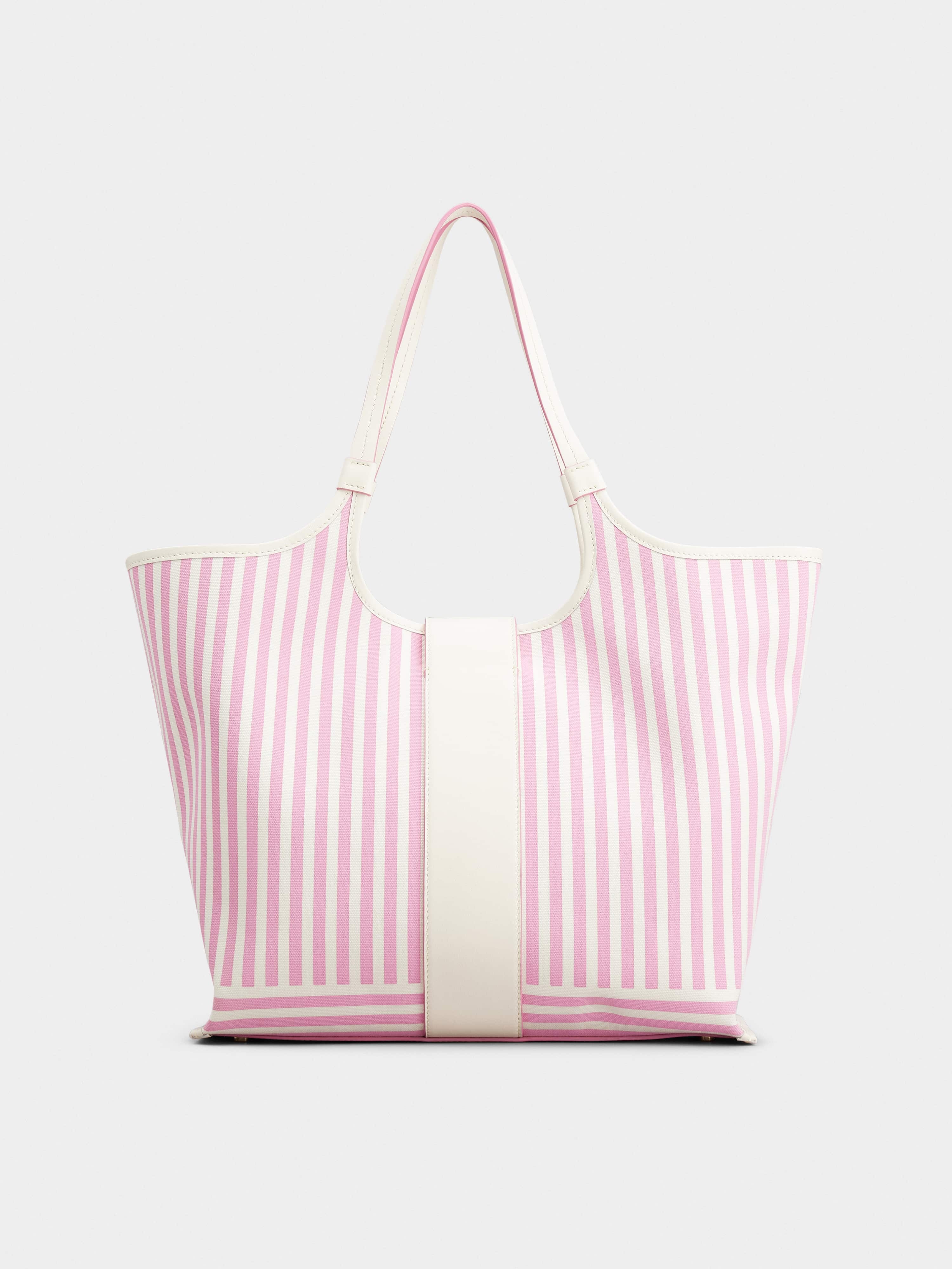 Viv' Choc Summer Stripes Medium Shopping Bag in Fabric - 5