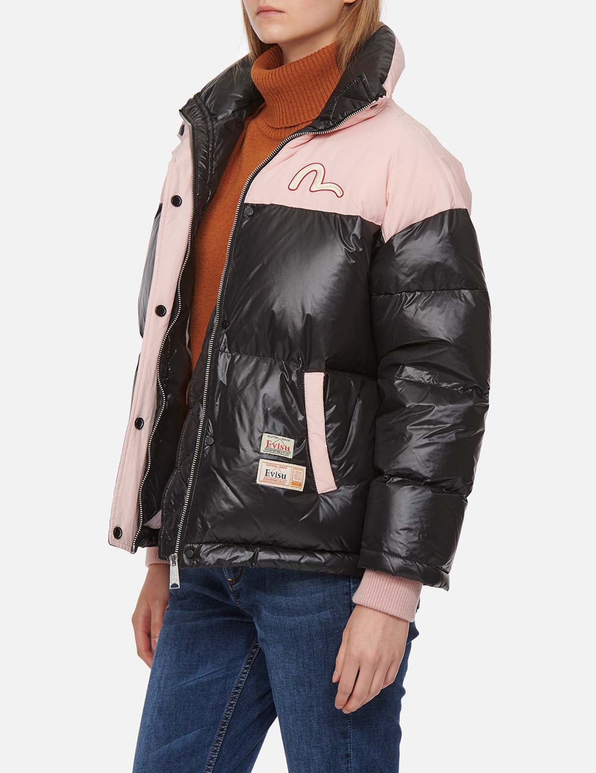 Kamon Embroidered Color Blocking Down Jacket - 4