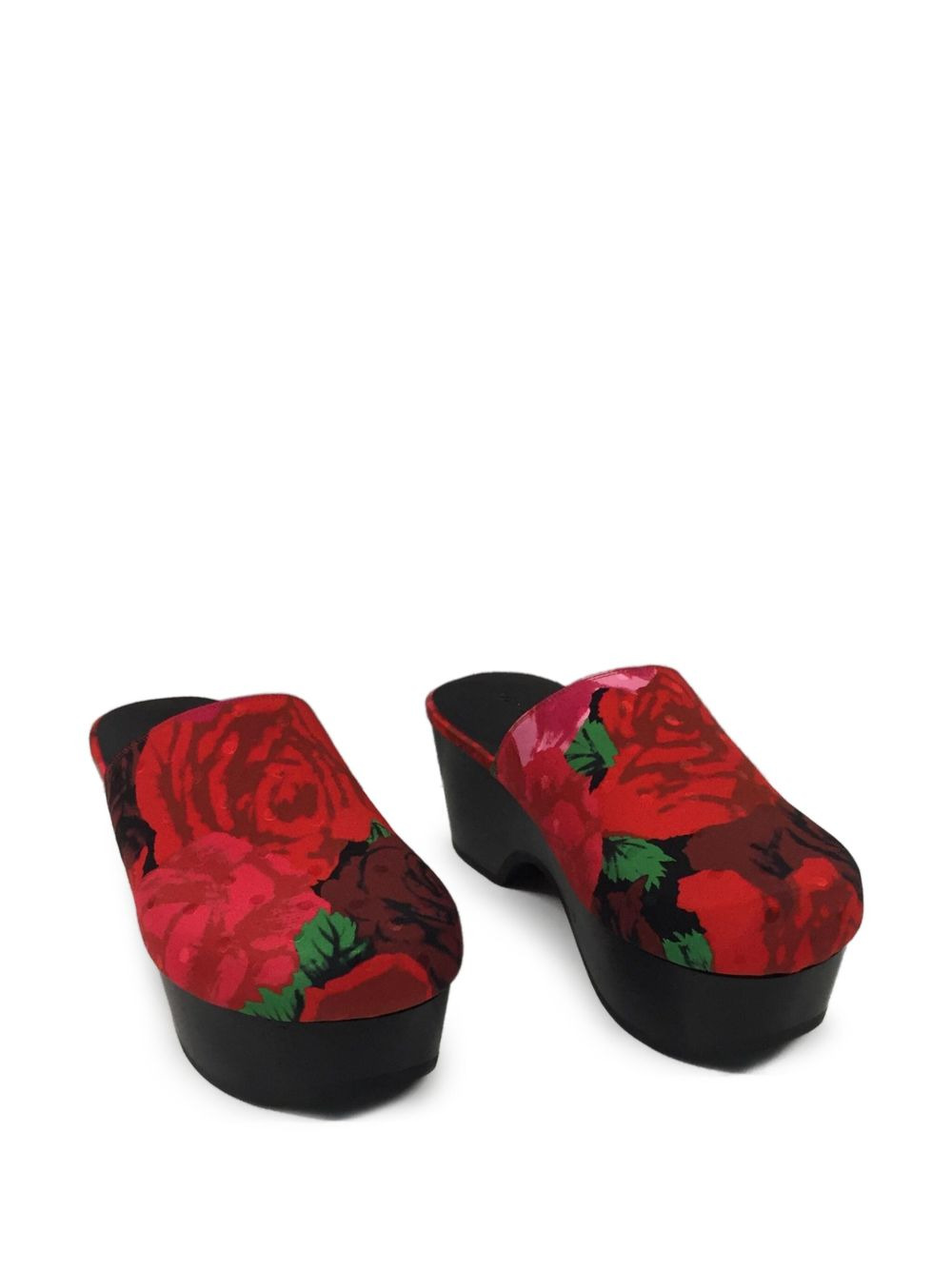 rose-print platform mules - 2