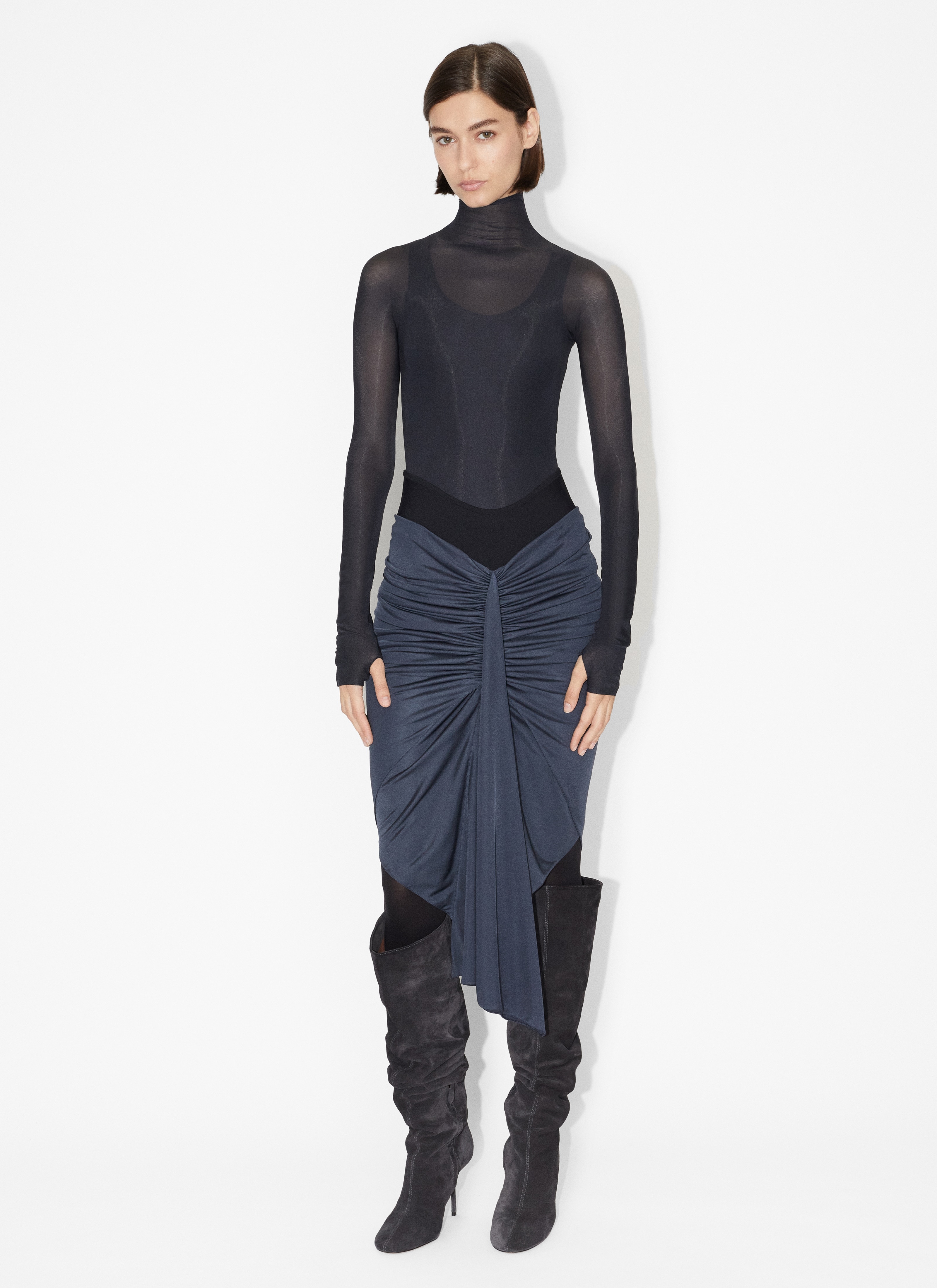 MIDI DRAPED ASYMMETRICAL SKIRT - 2