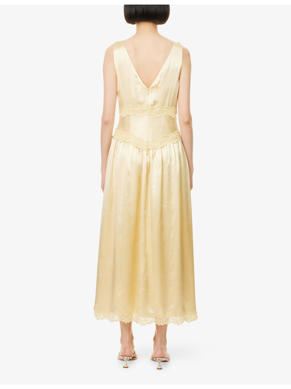 Stasia V-Neck Silk Midi Dress - 4