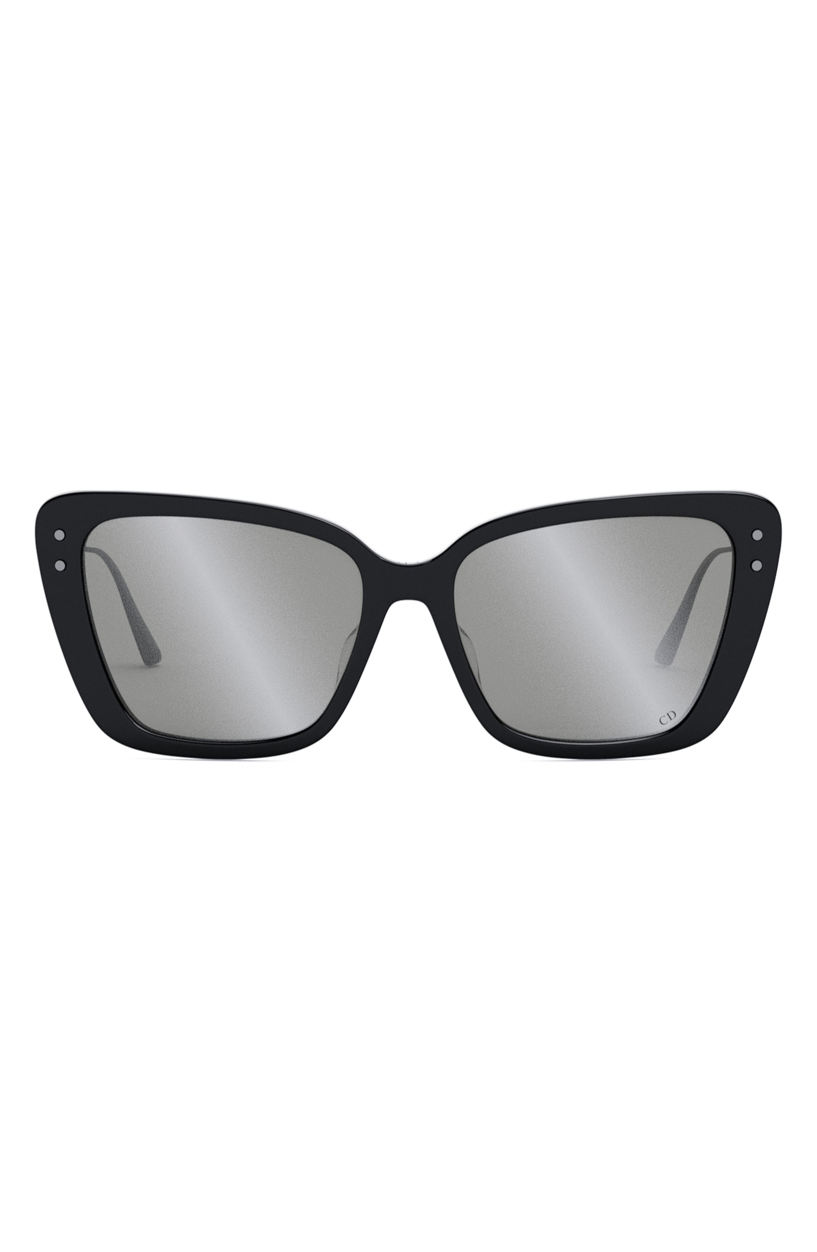 MissDior B5I 54mm Butterfly Sunglasses in Shiny Black /Smoke Mirror at Nordstrom - 1