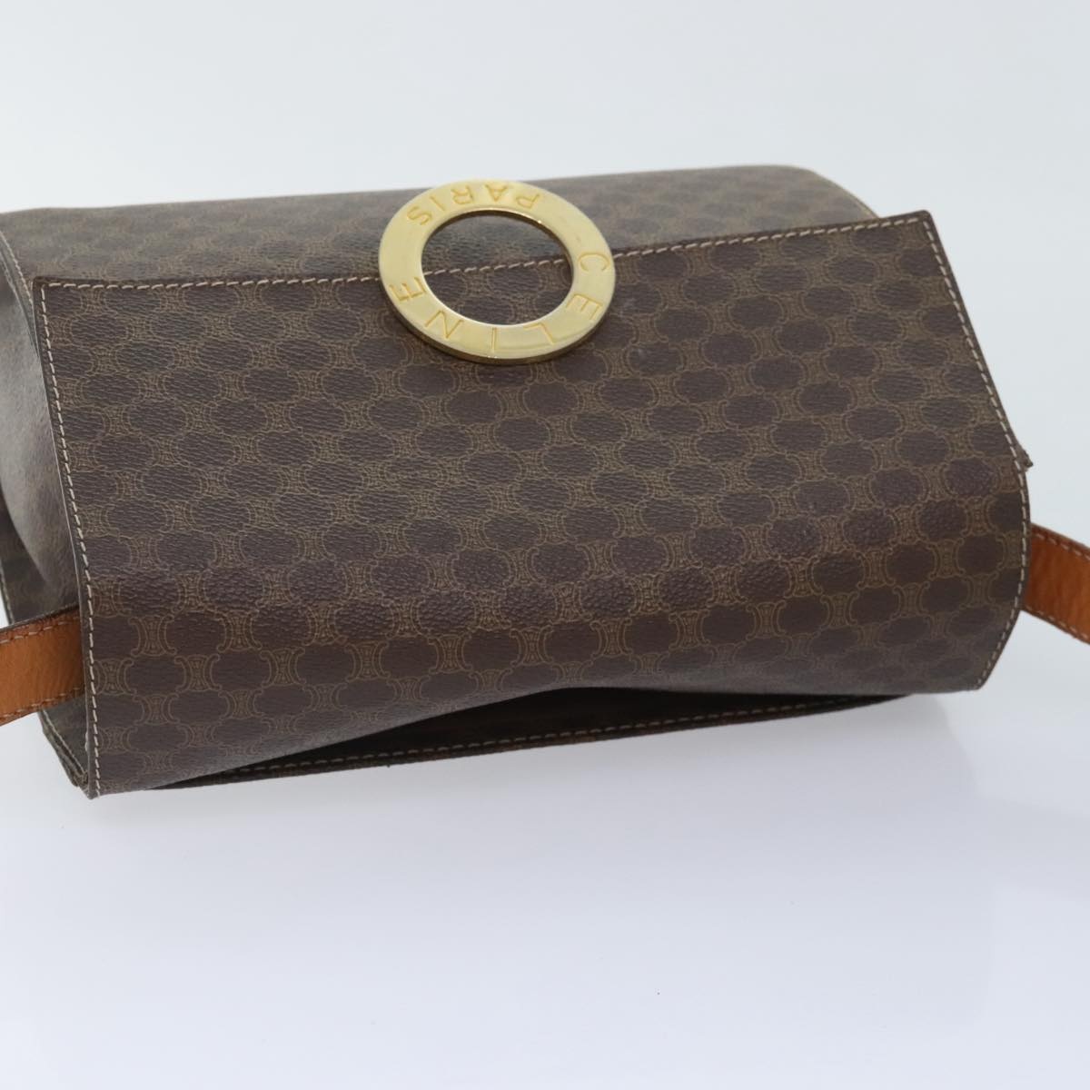 CELINE Macadam Canvas Shoulder Bag Pvc Leather Brown - 6