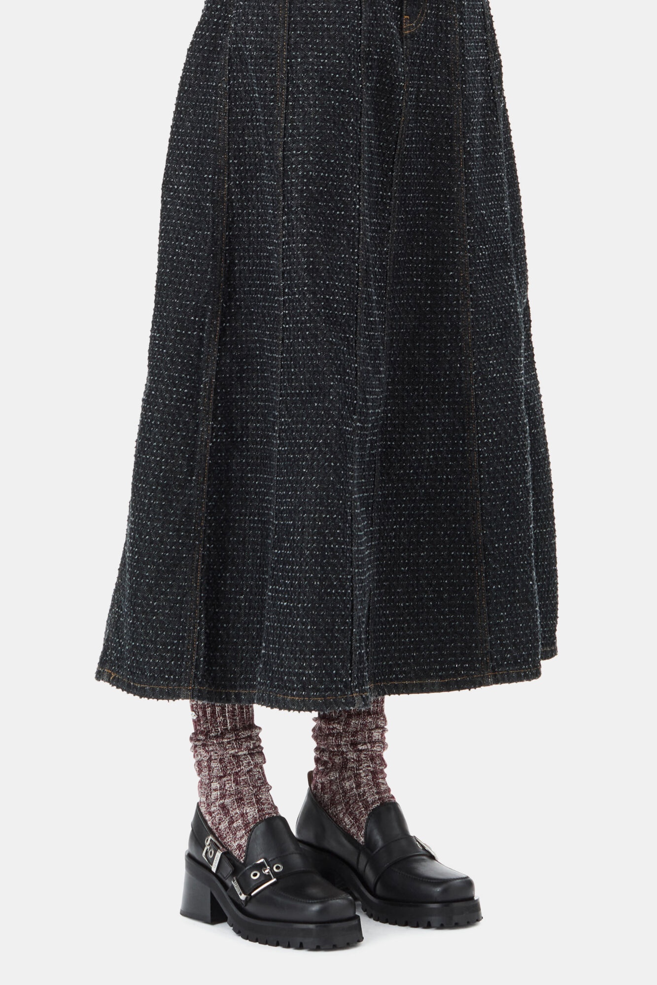BLACK FEMININE BUCKLE PLATFORM LOAFERS - 4