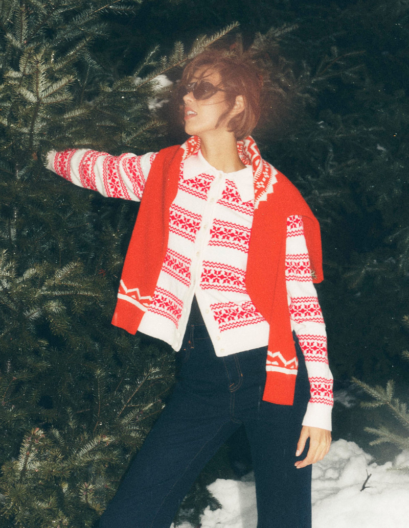 Edie Fair Isle Knitted Shirt-Warm Ivory, Red Fair Isle 7