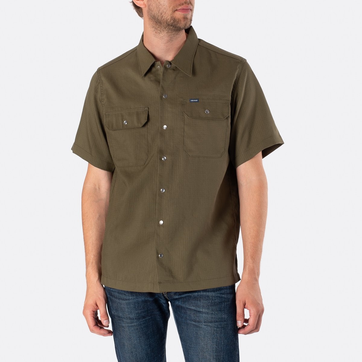 IHSH-286-OLV Ripstop Short Sleeved Mechanic Shirt - Olive - 2
