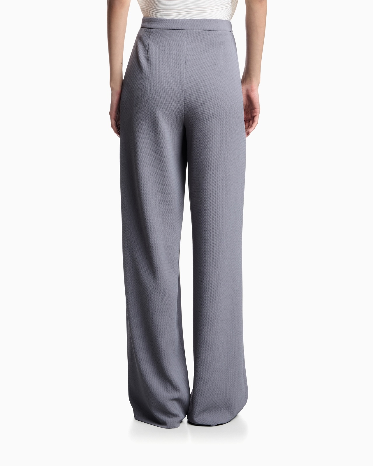 PALAZZO TROUSERS IN FLUID ARMURE FABRIC - 3