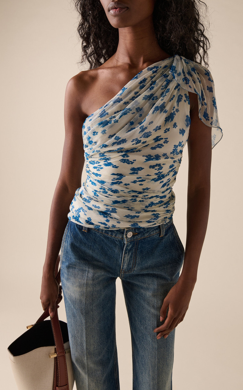 Victoria Beckham Asymmetric Draped Silk Top multi outlook