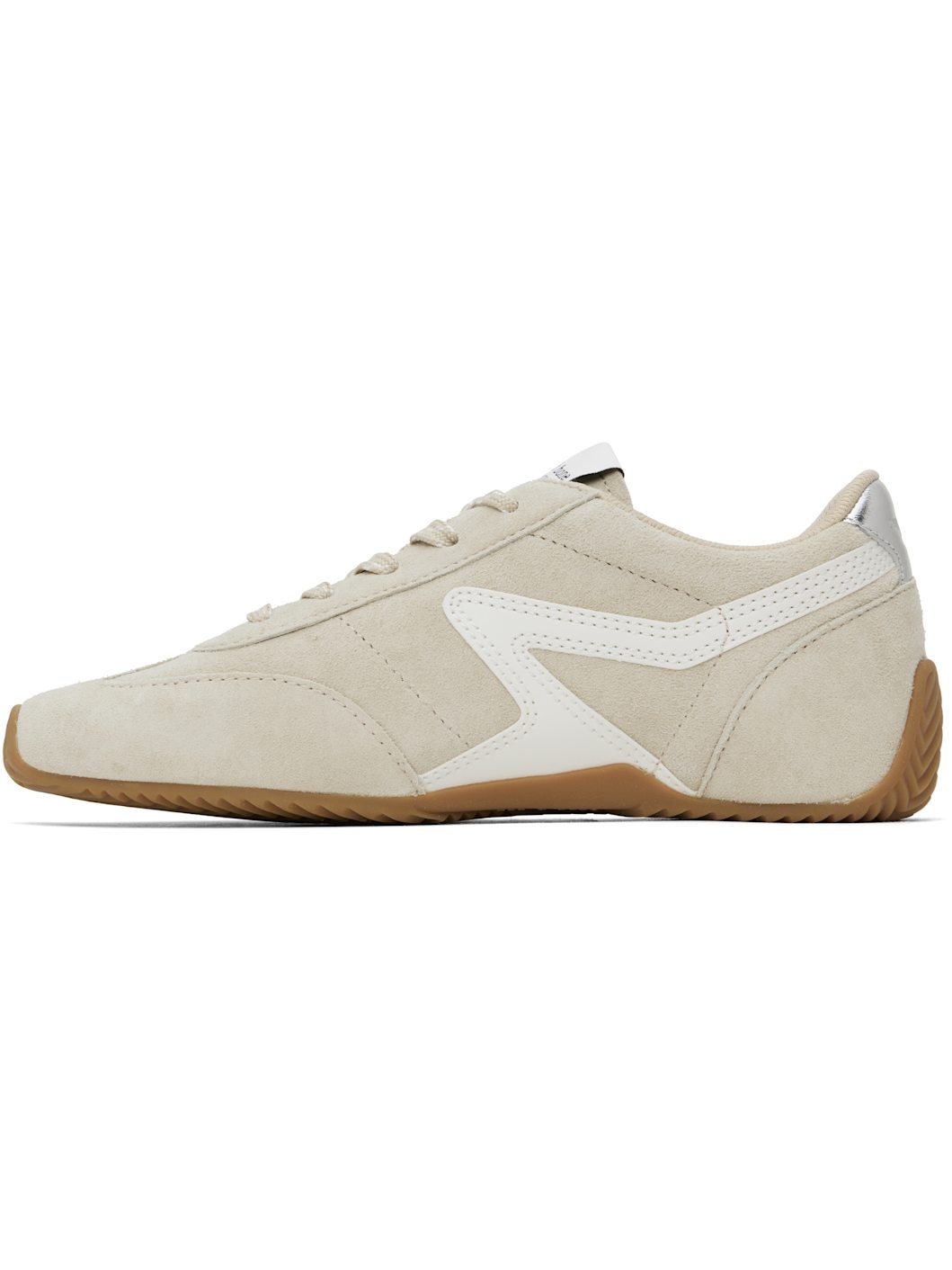 Beige Suede Ultra Slim Retro Runner Sneakers - 3