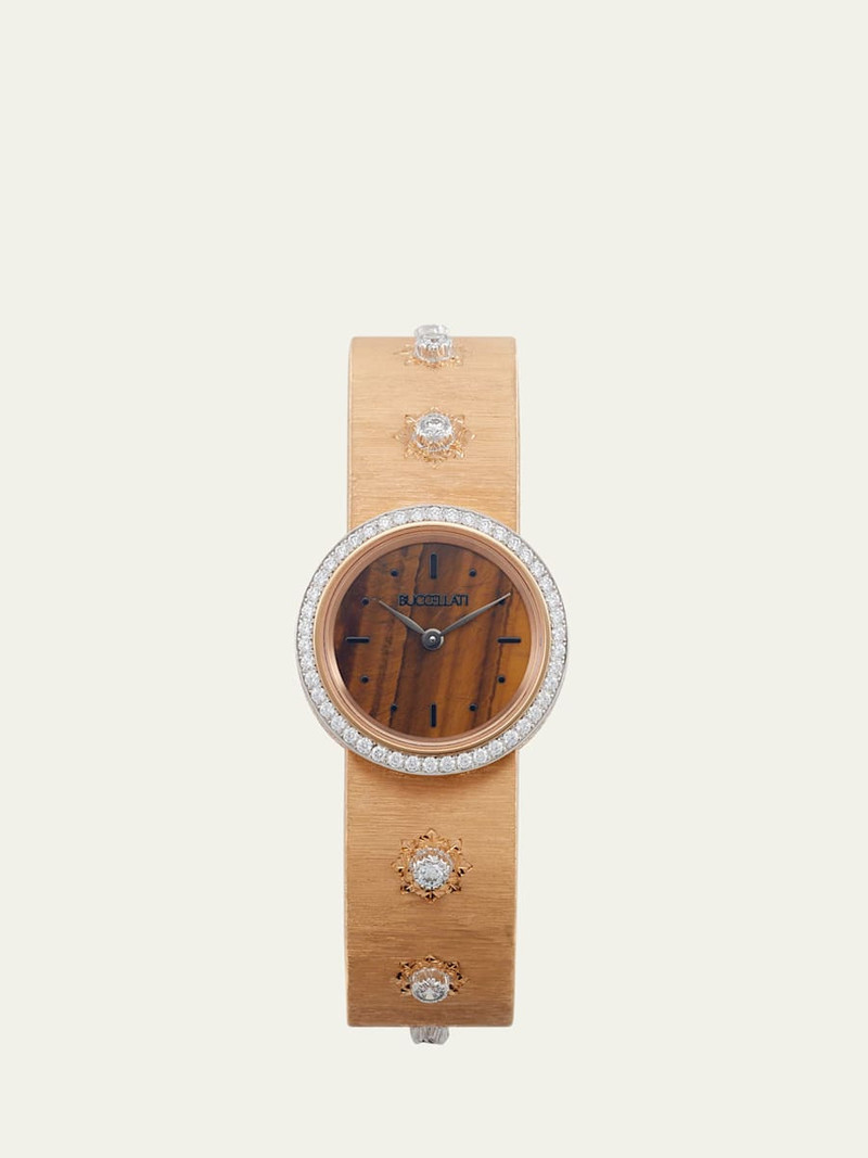 Macri 18K Pink Gold Diamond and Tiger's Eye Watch 1