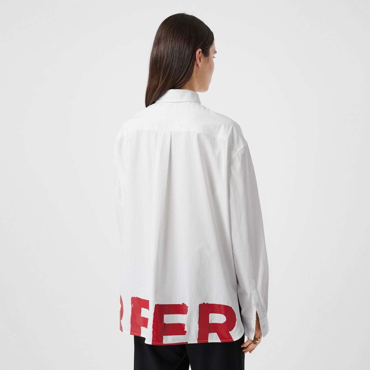 Logo Print Cotton Oversized Shirt - 4