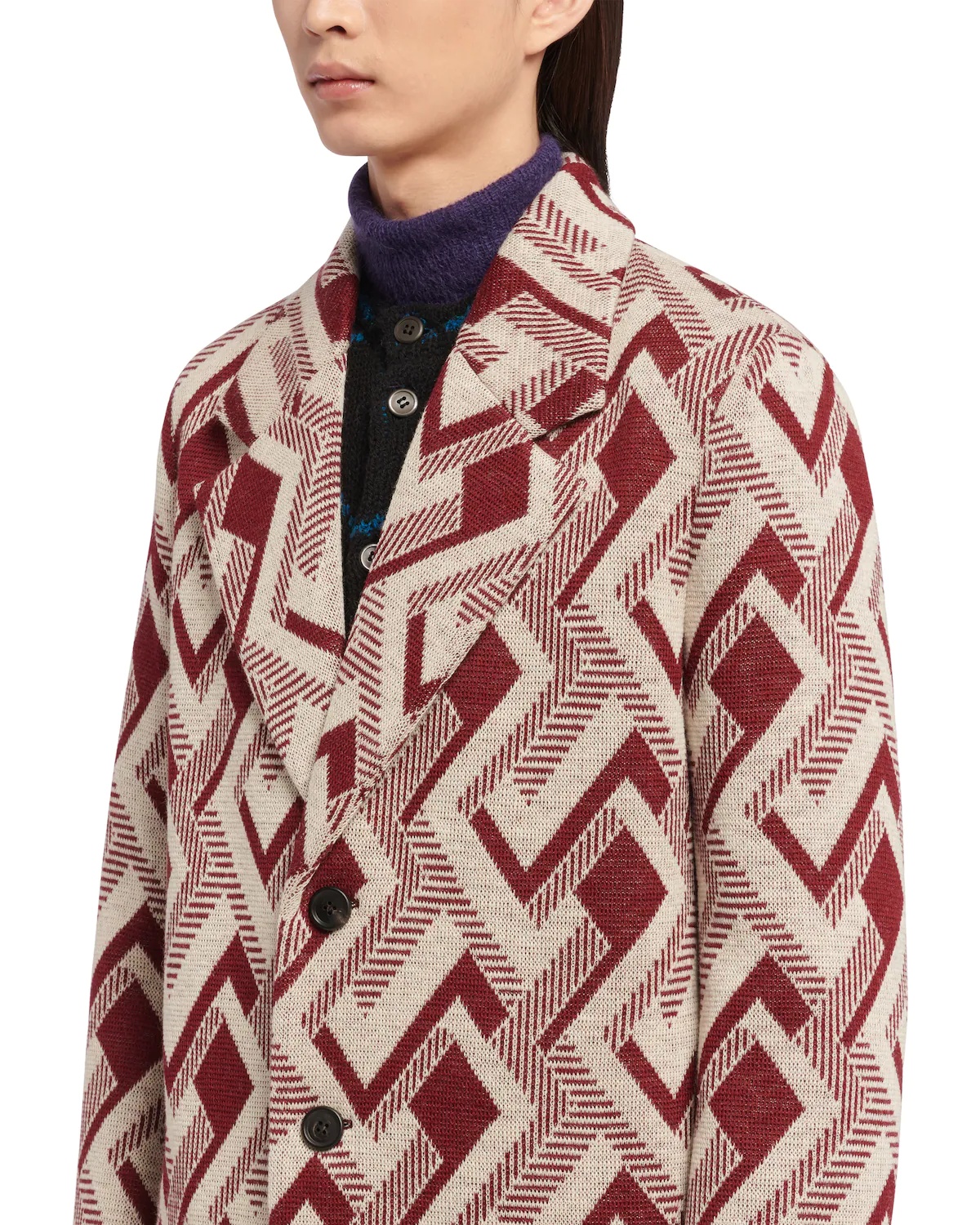 Jacquard wool coat - 5