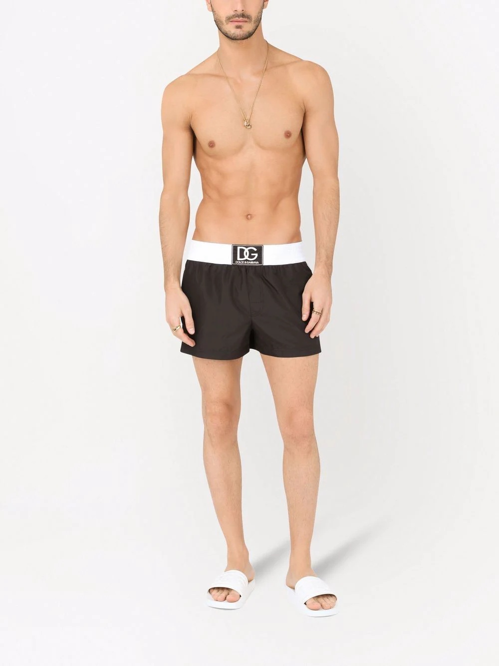 logo-patch colour-block swim shorts - 2