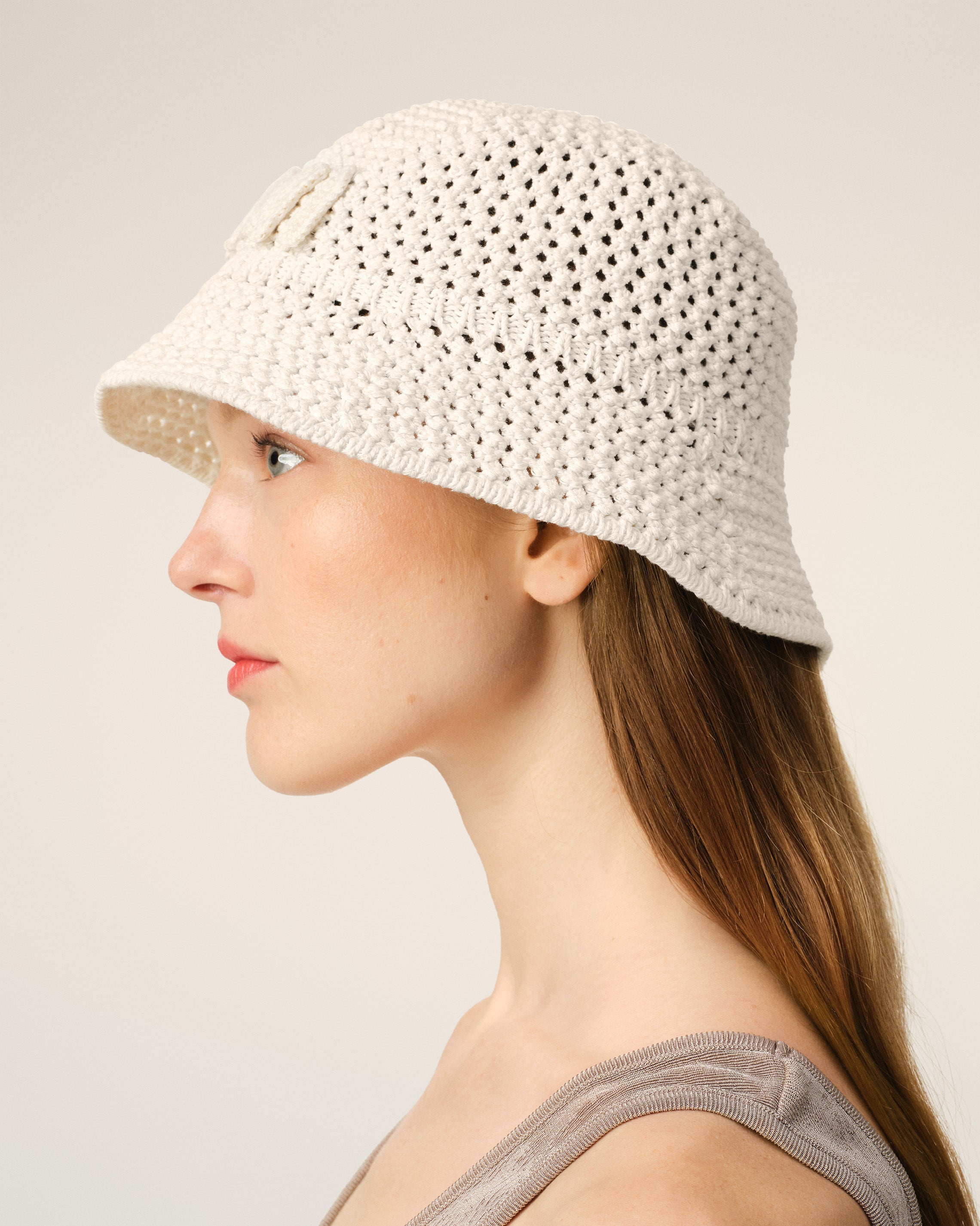 BEIGE KNIT AMI PATCH BUCKET HAT - 5