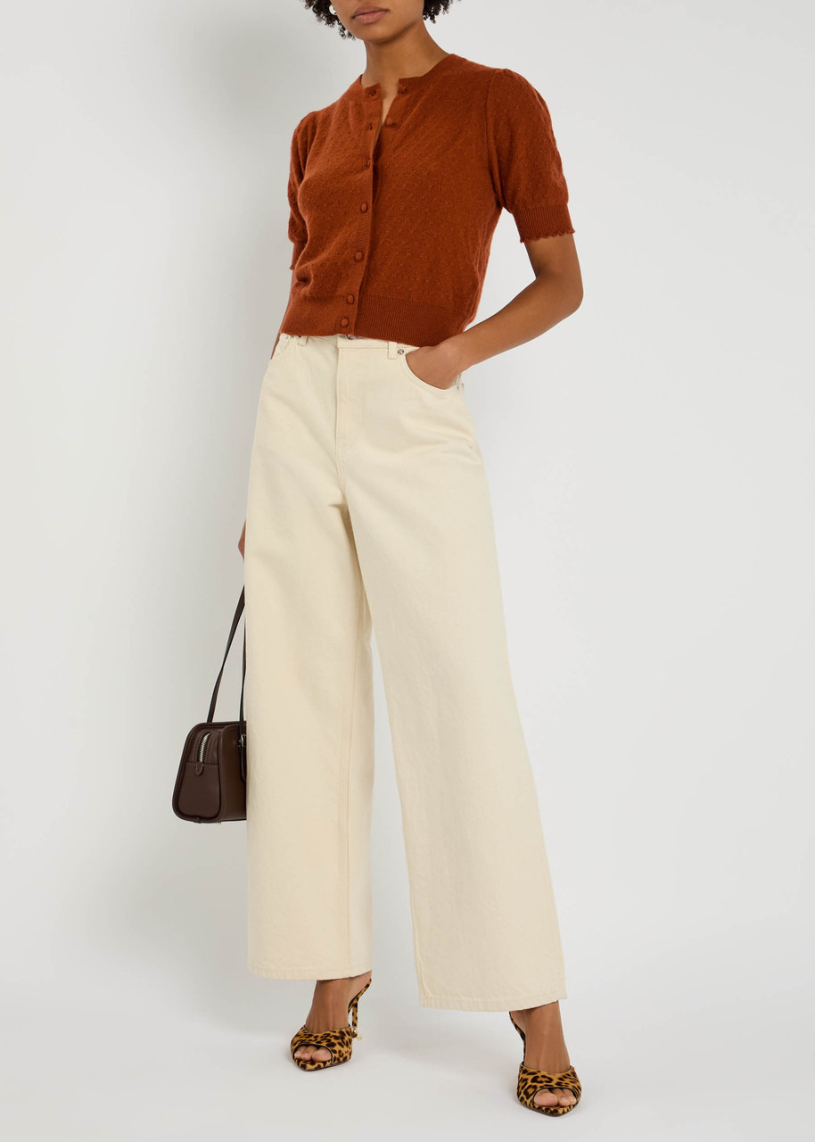 Frame Pointelle Cashmere Cropped Cardigan - 4