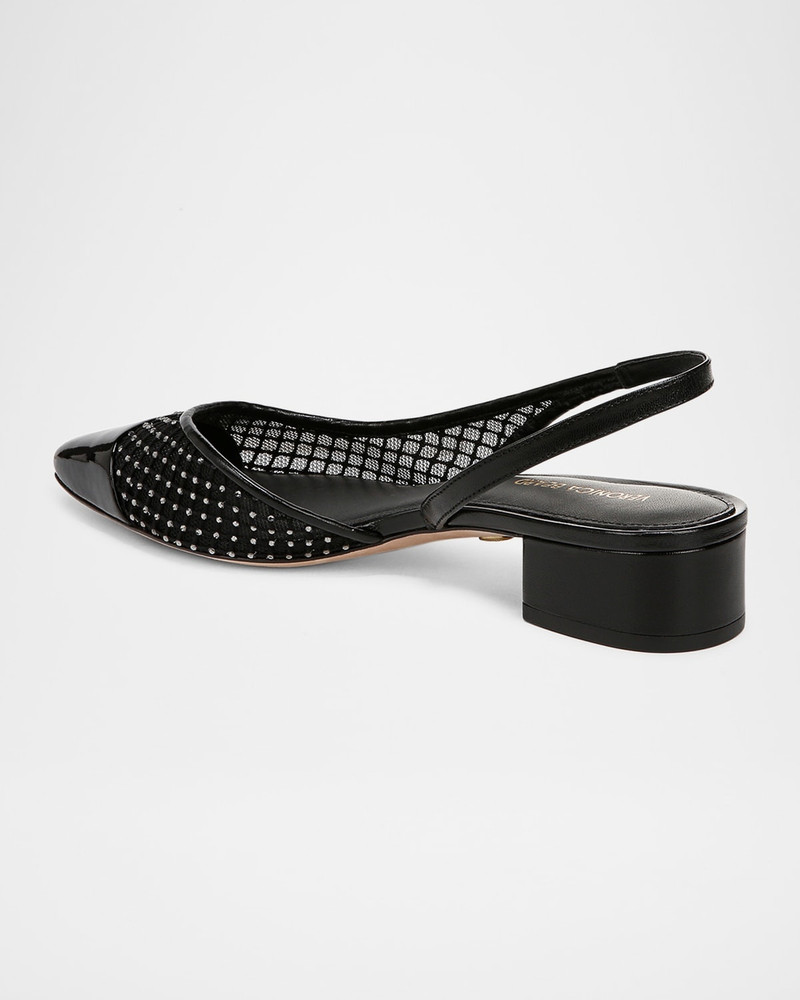 Cecile Net Leather Slingback Ballerina Flats 3