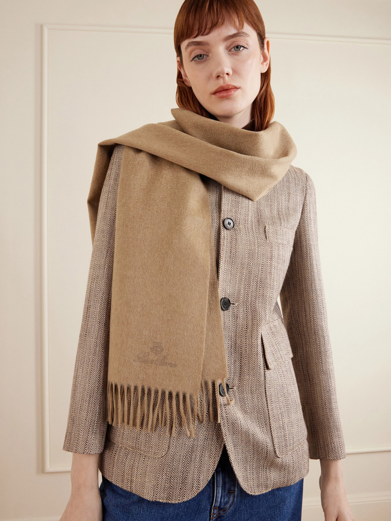 Loro Piana Grande Unita Embroidered Fringed Cashmere Scarf outlook