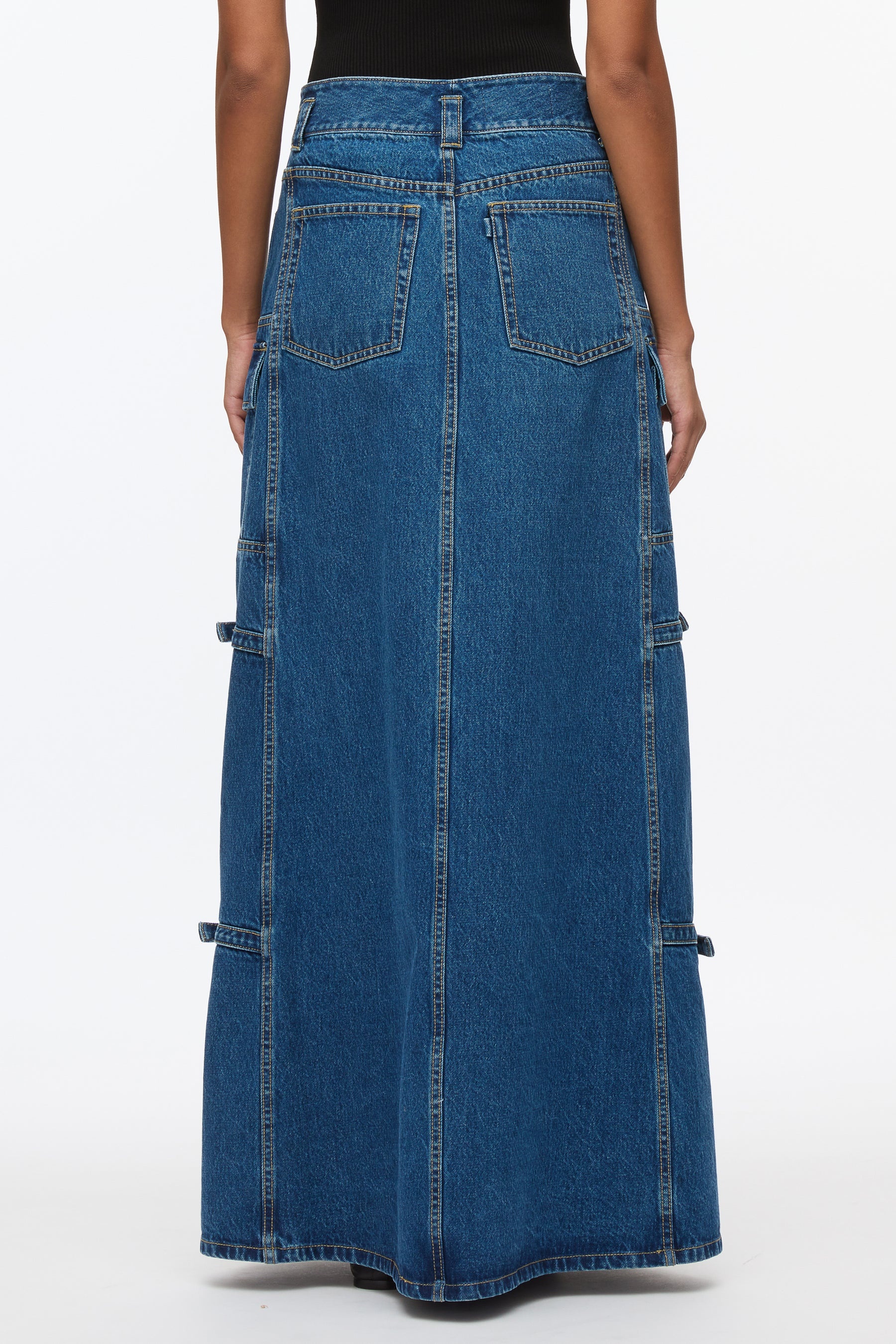 Denim Cargo Maxi Skirt - 5