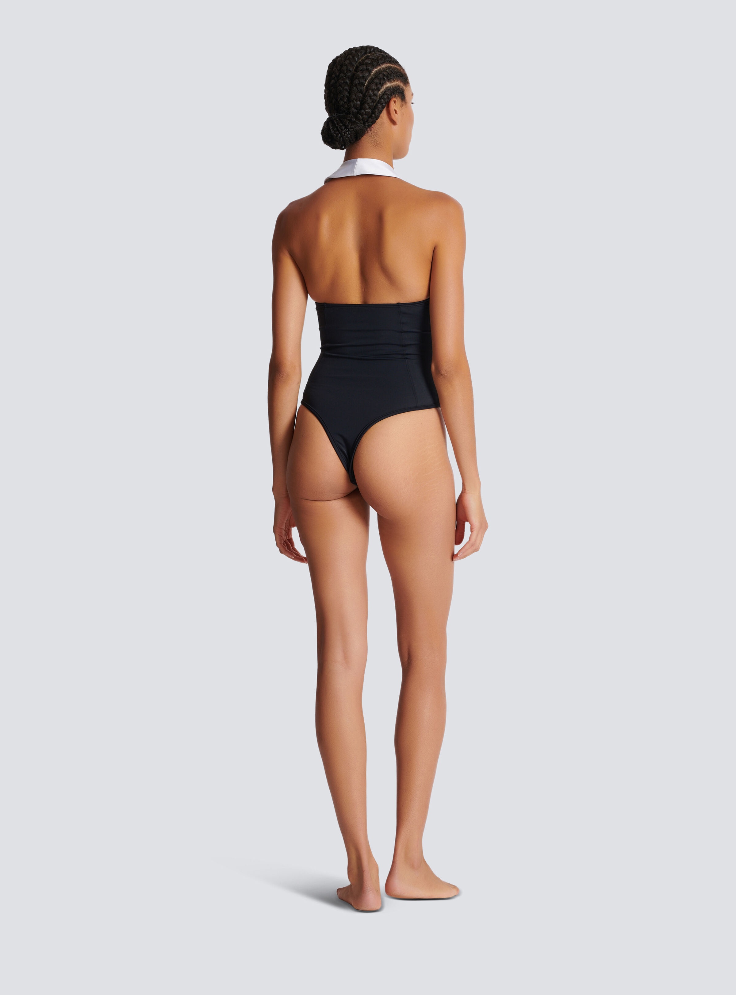 One-piece swimsuit with contrasting collar - 4