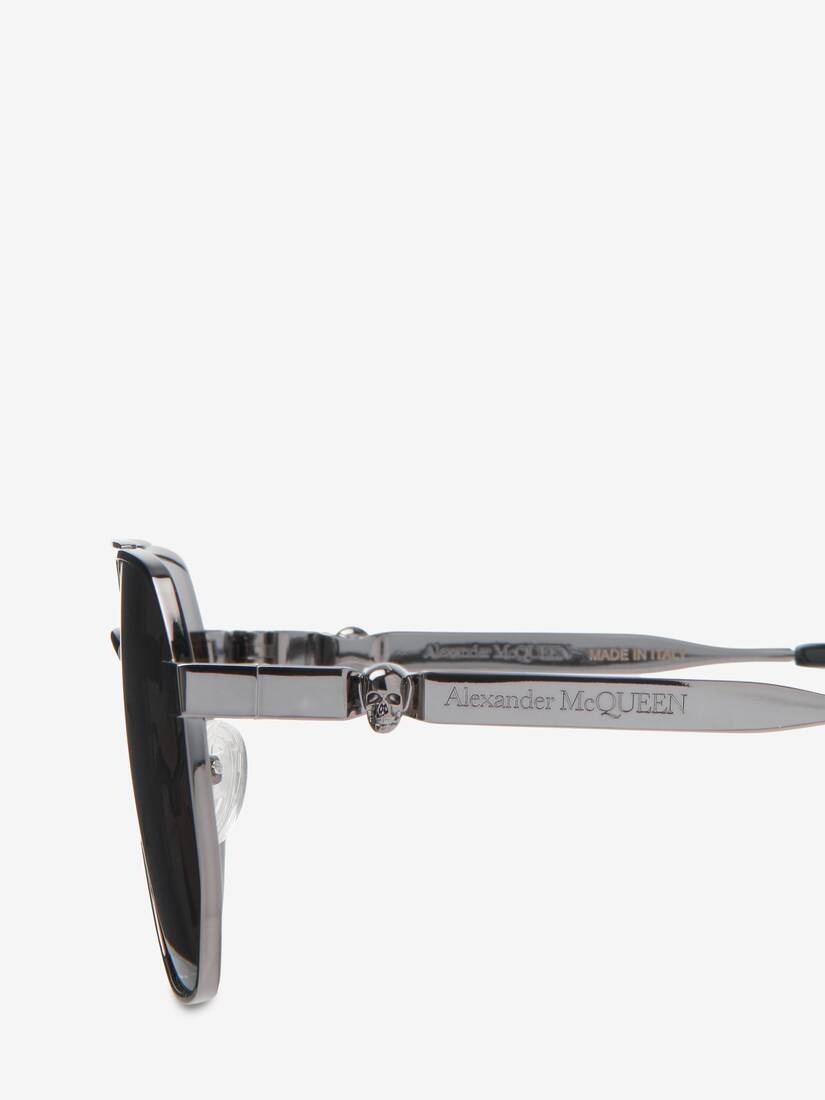 Men's Floating Skull Metal Caravan Sunglasses in Ruthenium - 5
