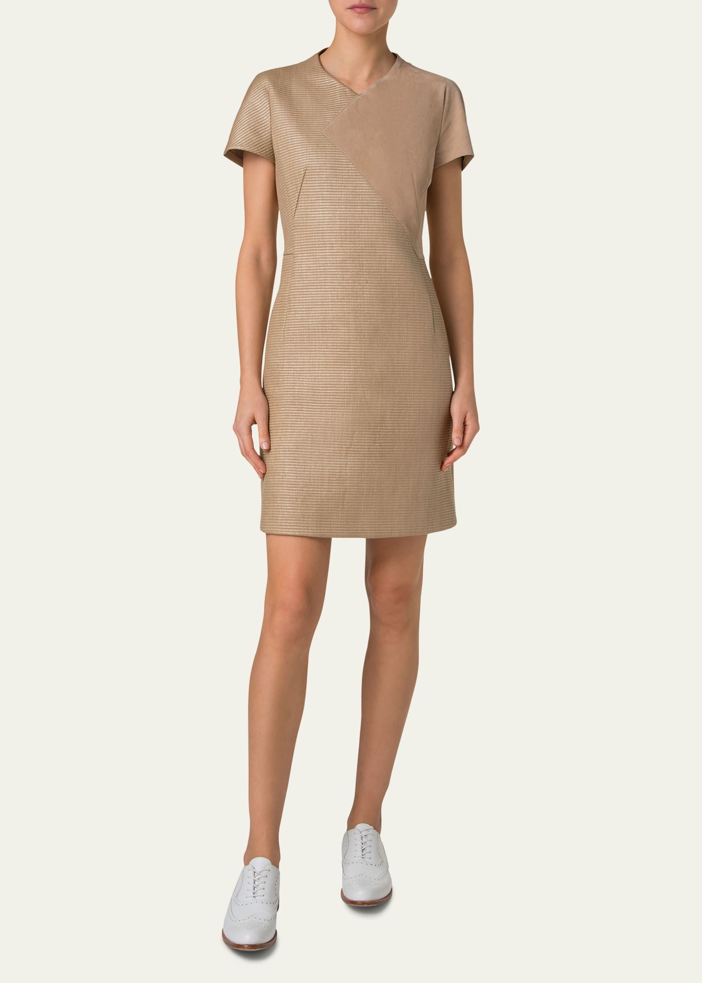 Suede & Raffia-Blend Mini Dress - 2