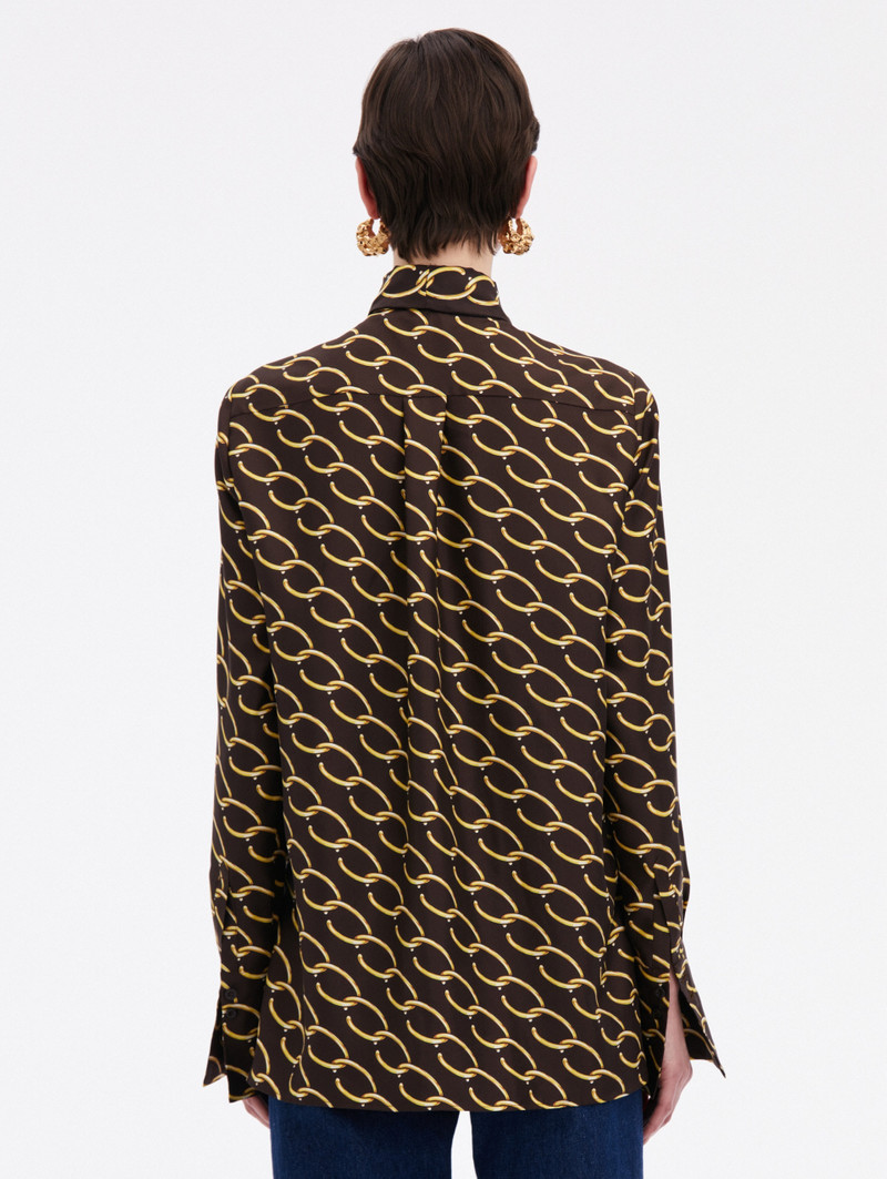 OSCAR CHAIN-LINK SILK TWILL BLOUSE 3