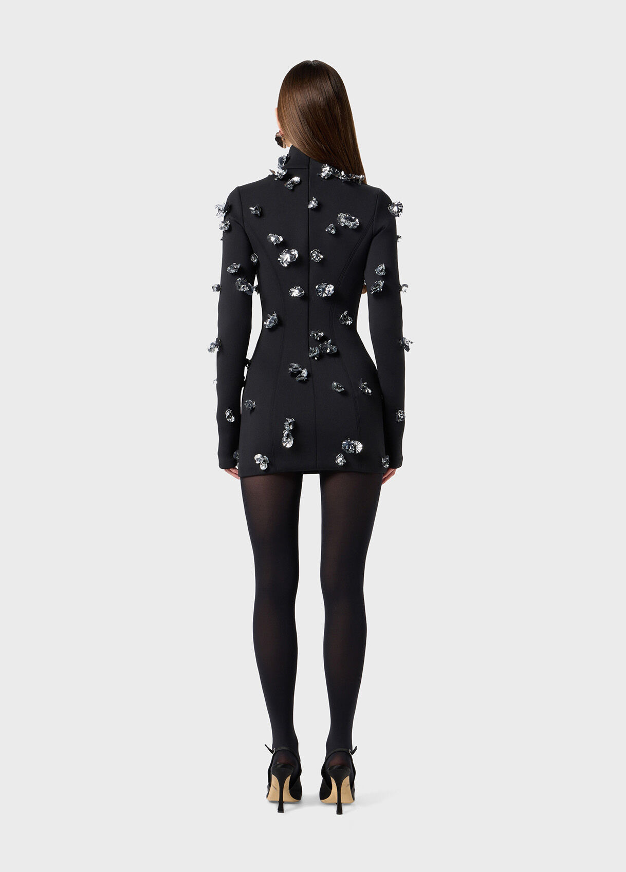 SHORT NEOPRENE DRESS WITH EMBROIDERY - 3