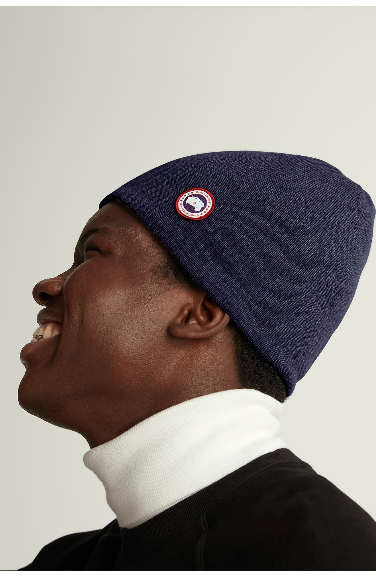 Canada Goose Standard Wool Blend Beanie in Navy Heather at Nordstrom - 4