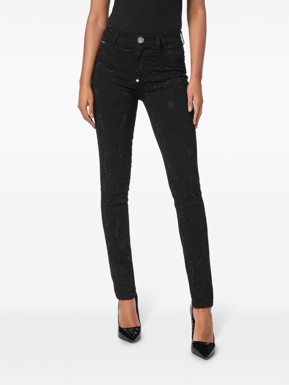 monogram high-waisted jegging trousers - 3