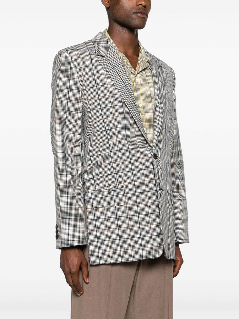 plaid-check single-breasted blazer - 3