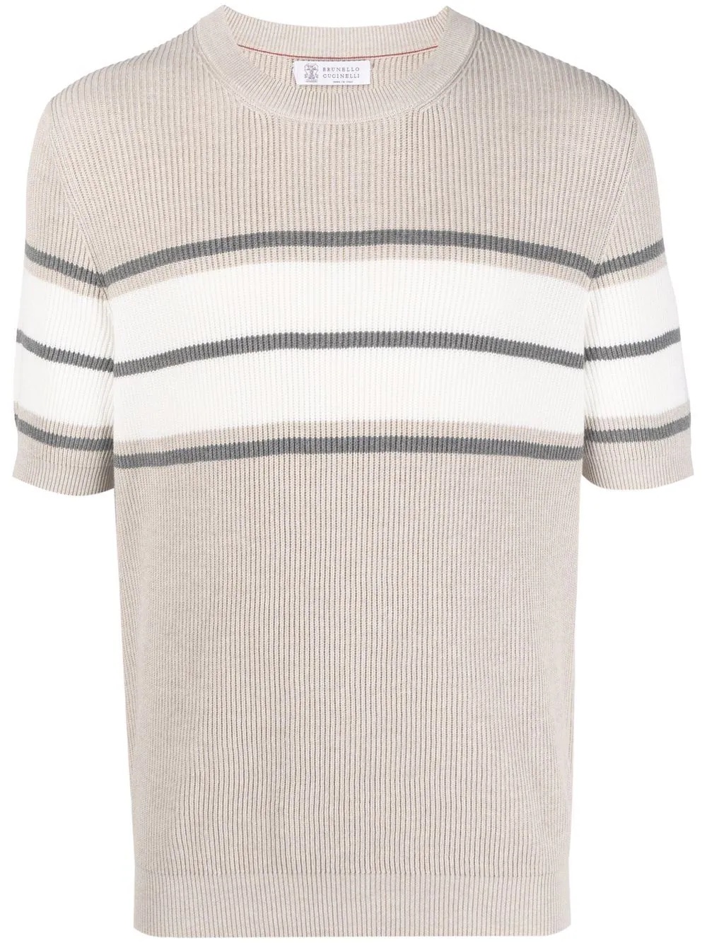 stripe-pattern crew neck sweater - 1