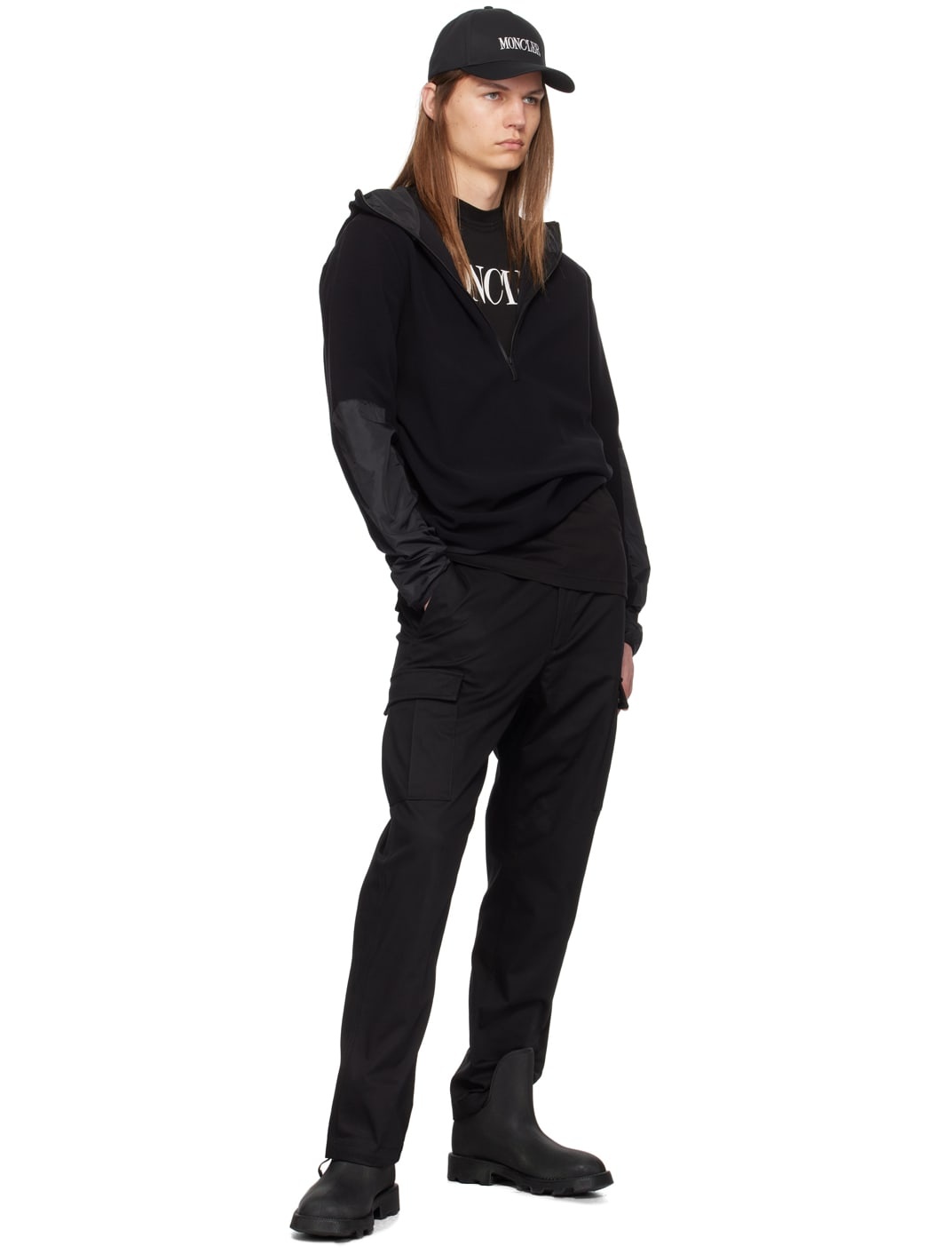 Black Logo Patch Cargo Pants - 4