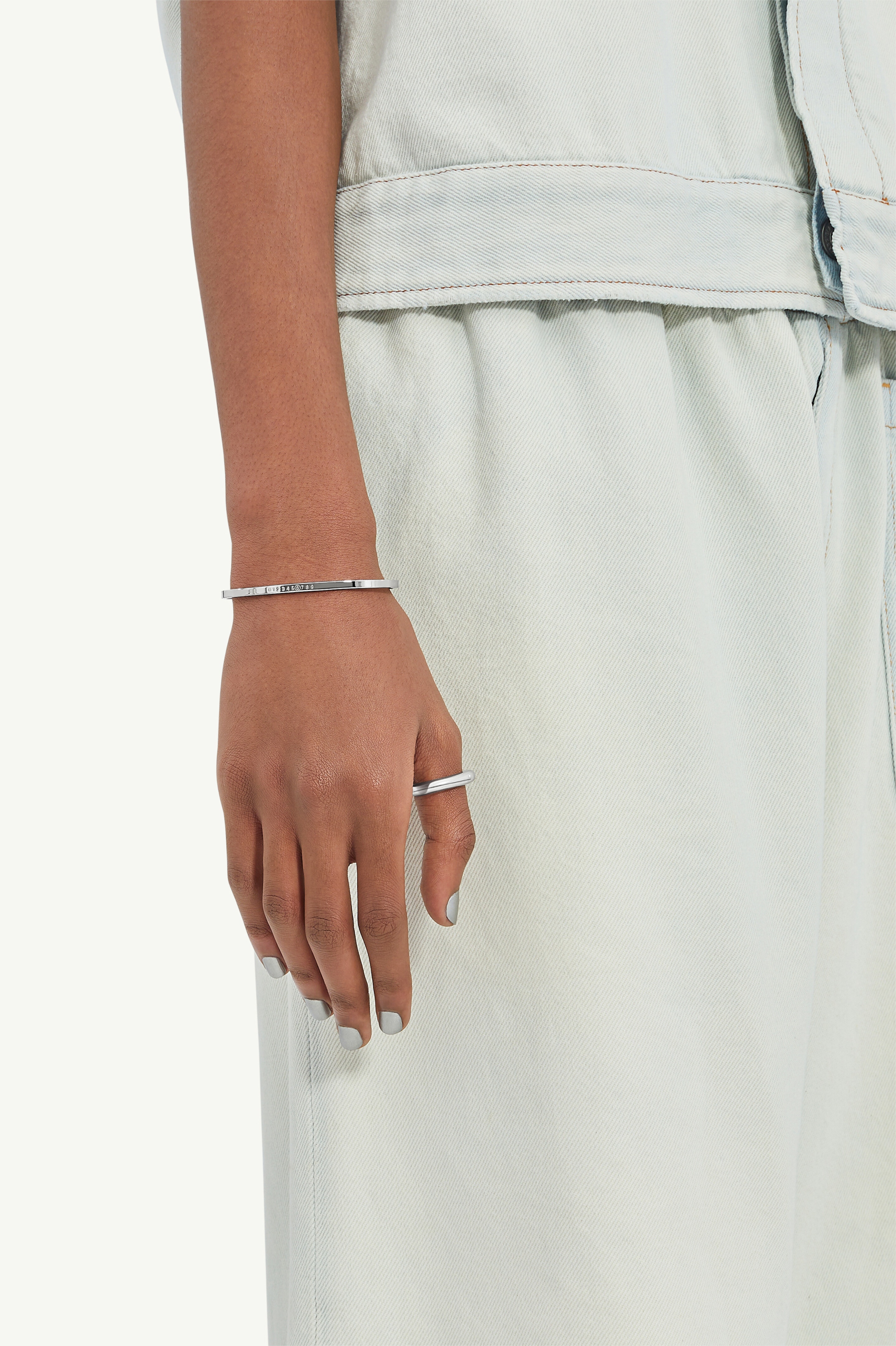 Mm6 Maison Margiela Number engraved leather trim cuff