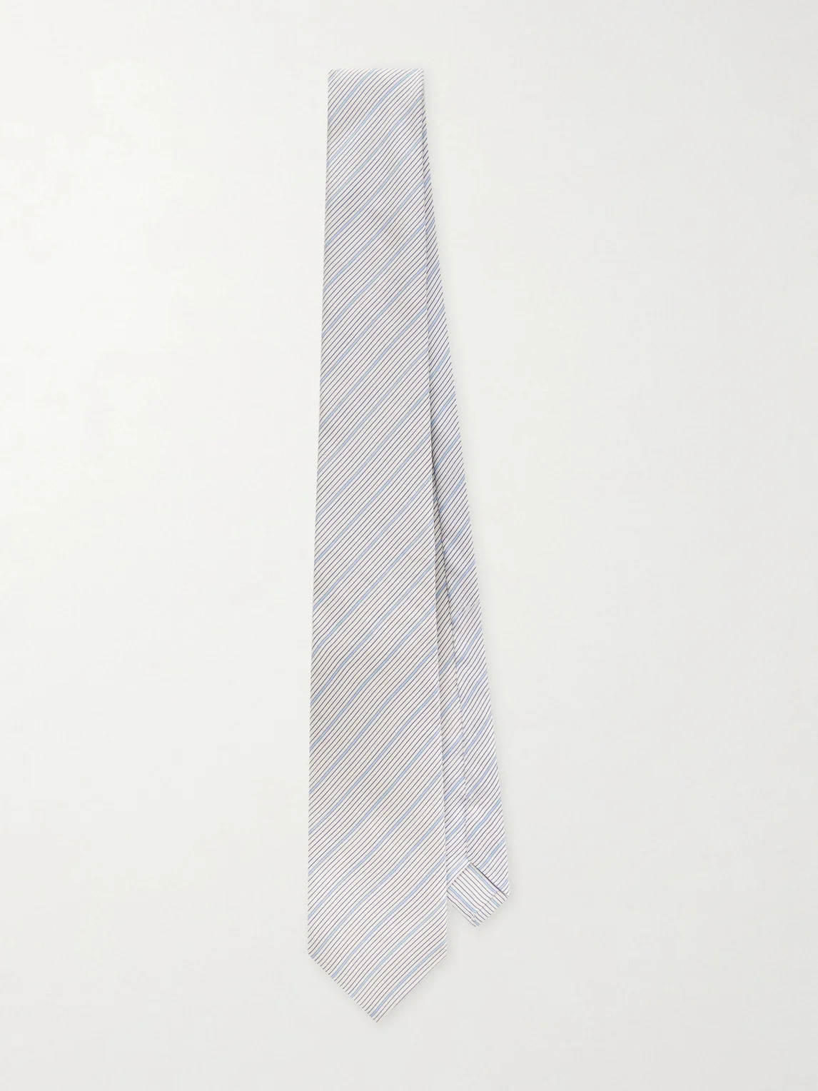 7cm Striped Silk-Voile Tie - 1