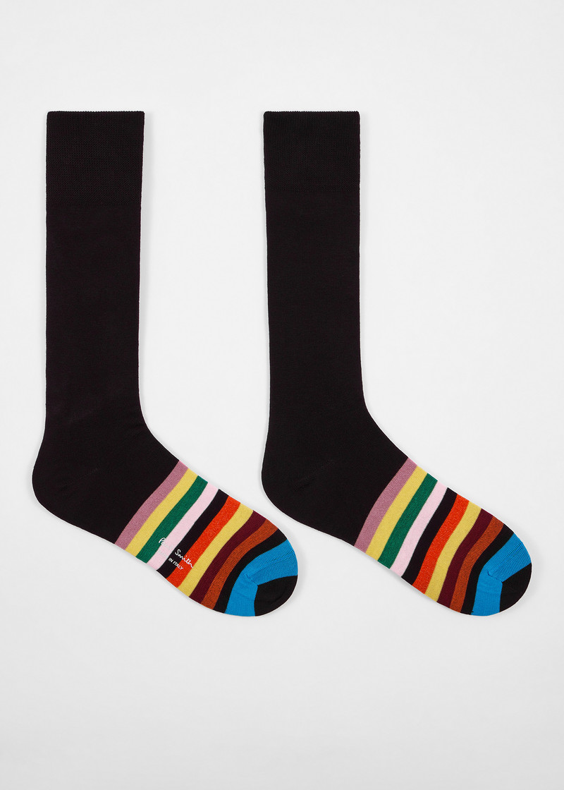 Paul Smith Black 'Signature Stripe' Tipping Socks outlook