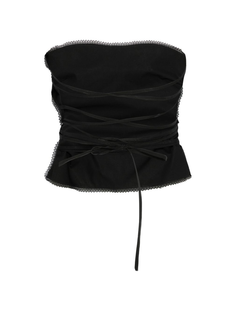 MSGM lace-trim tie-fastening top outlook