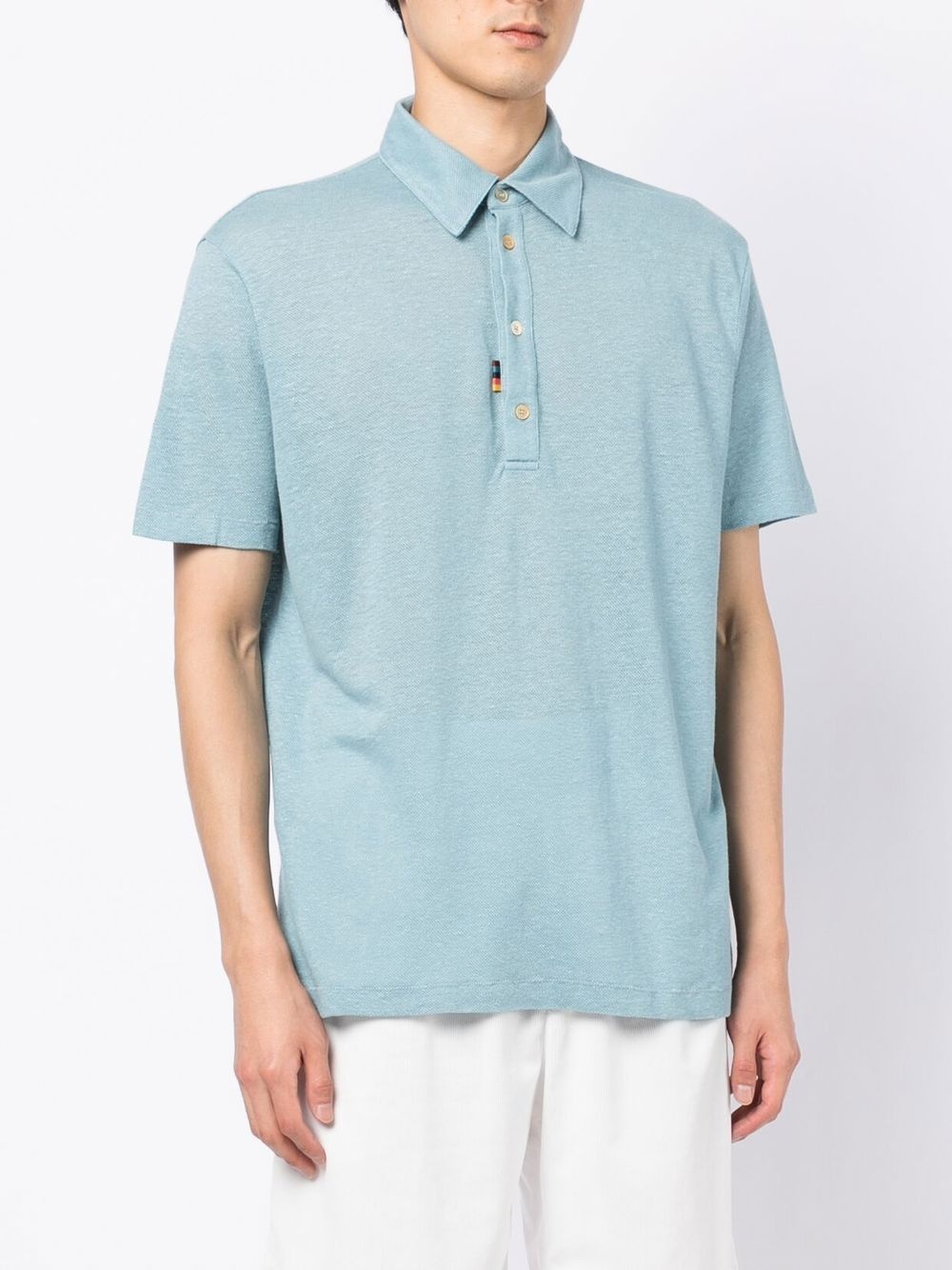 short-sleeve linen polo shirt - 3