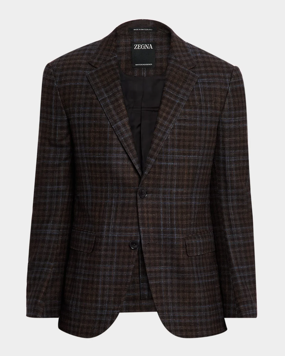 Men's Check Winter Crossover Notch-Lapel Sport Coat - 1