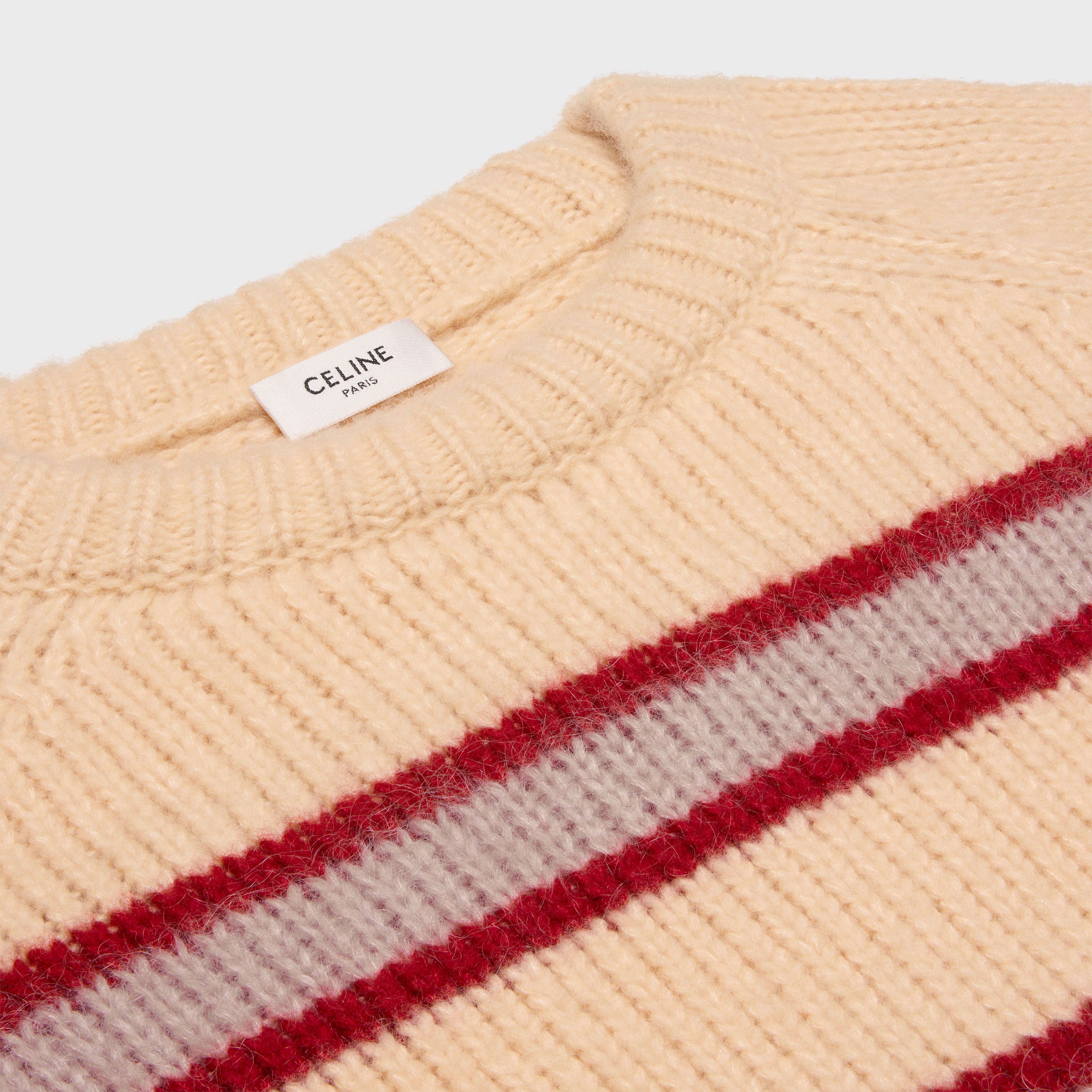 crew neck sweater in striped cashmere and wool - 3
