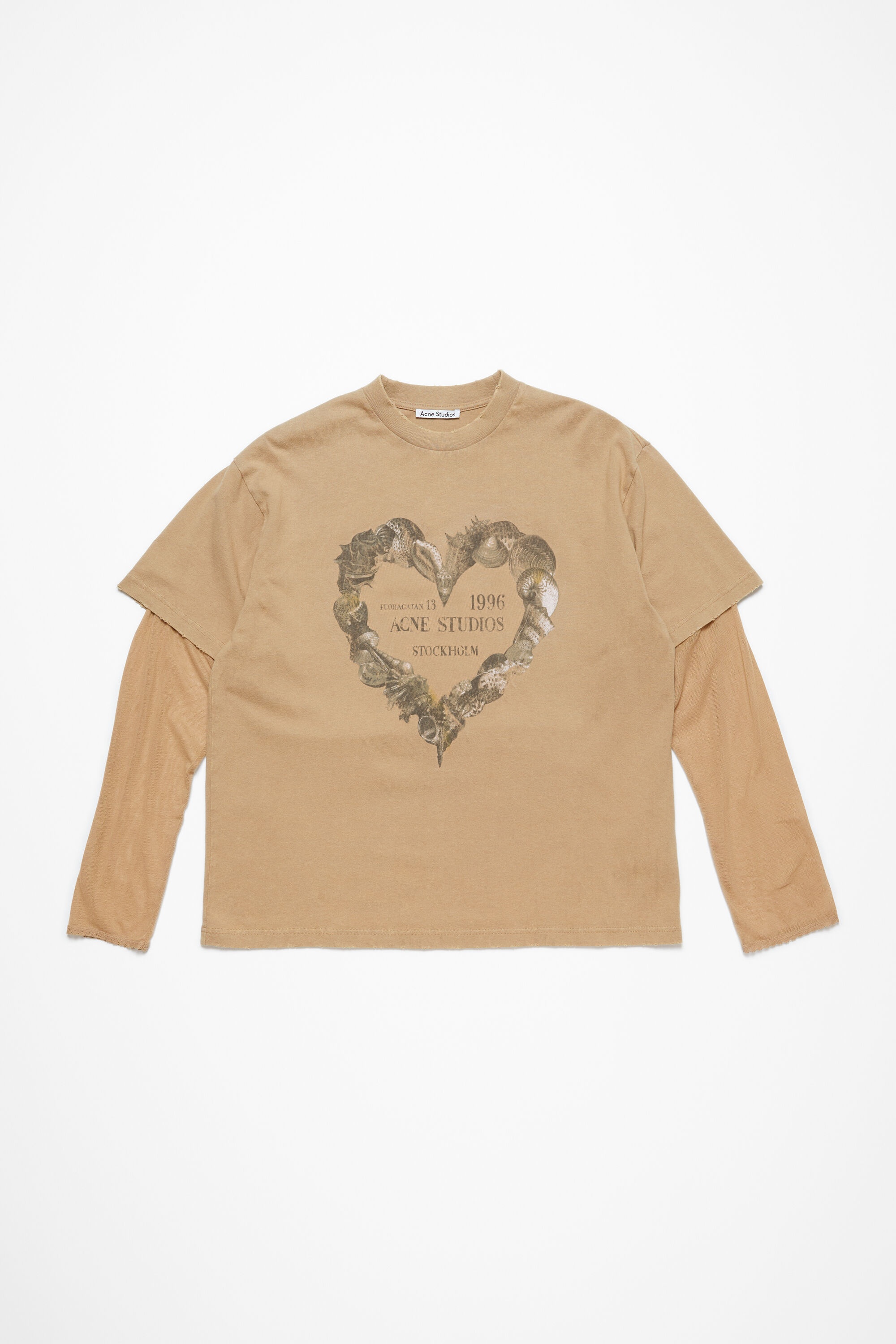 Layered print t-shirt - Sand beige - 1