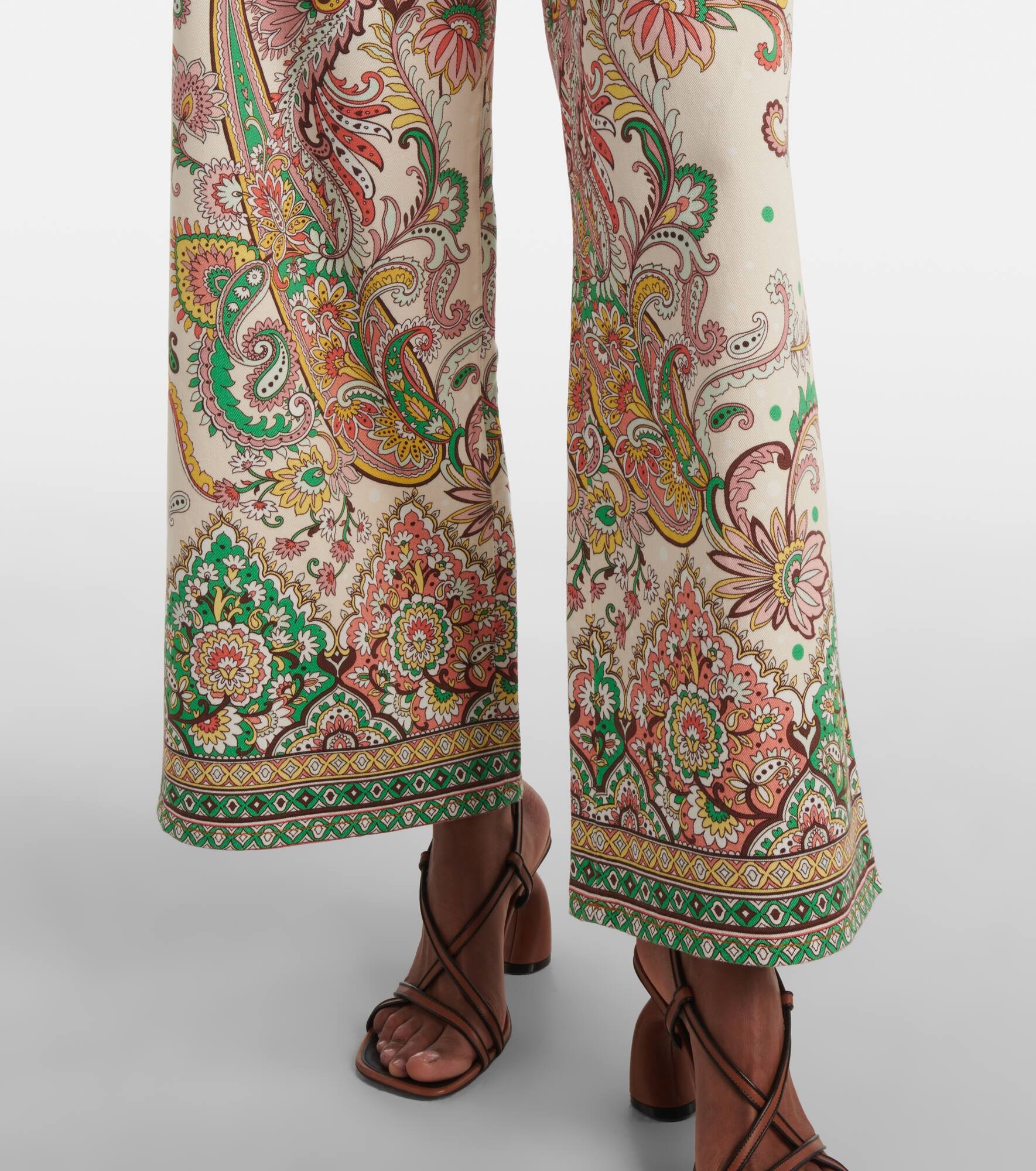 Printed cotton-blend wide-leg pants - 5