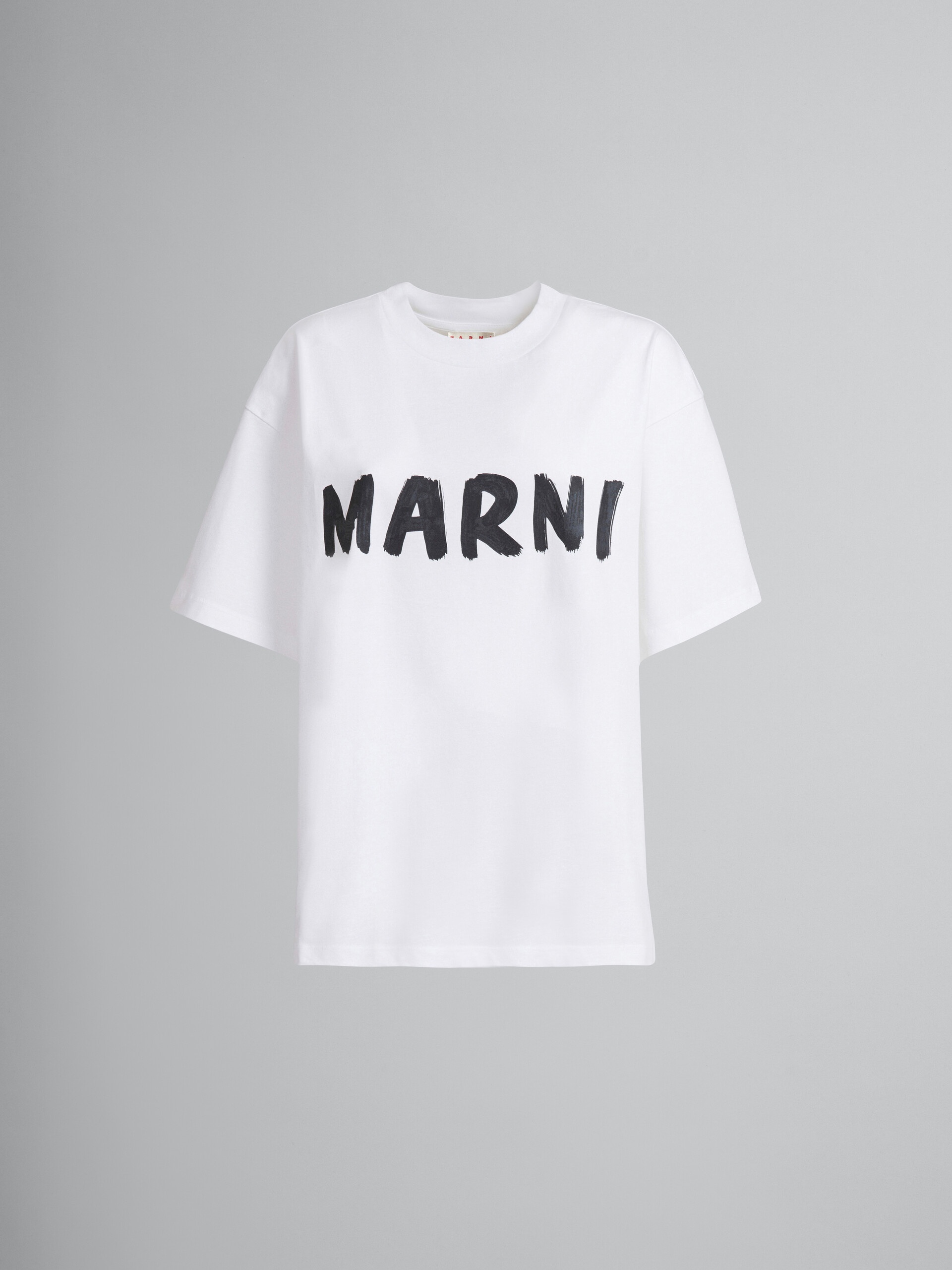 WHITE LOGO PRINT BIO JERSEY T-SHIRT - 1