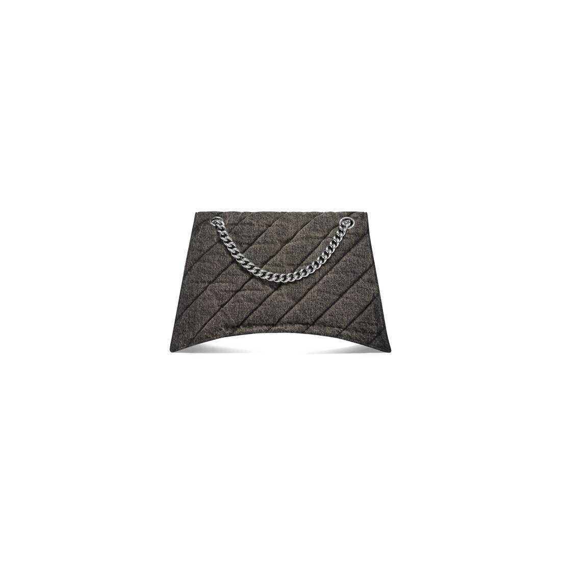 Women's Crush Medium Chain Bag Quilted Denim in Black - 7