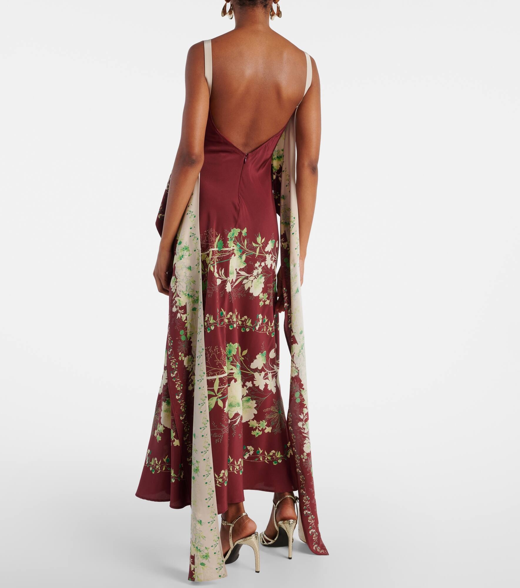 Floral silk crêpe de chine midi dress - 3